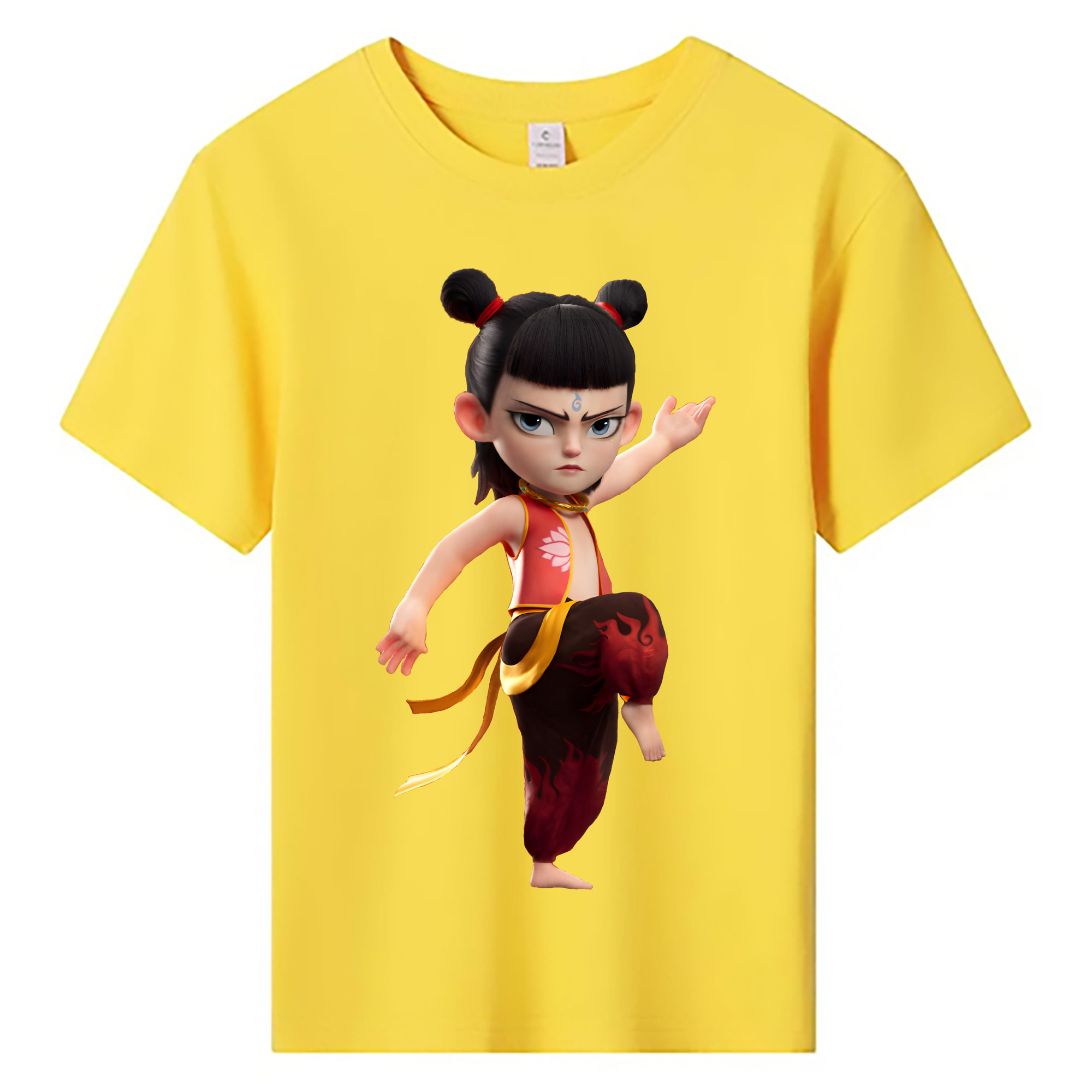（画像用） Ne Zha 2 ナタ 魔童の大暴れ 綿100％キッズTシャツ（フロントプリント）