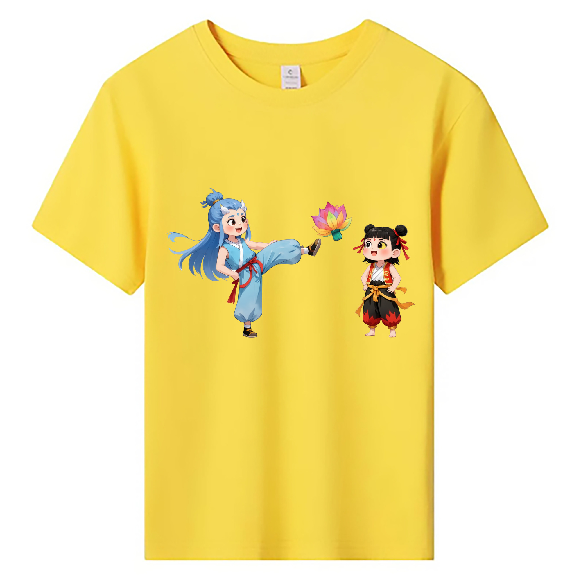 （画像用） Ne Zha 2 ナタ 魔童の大暴れ 綿100％キッズTシャツ（フロントプリント）