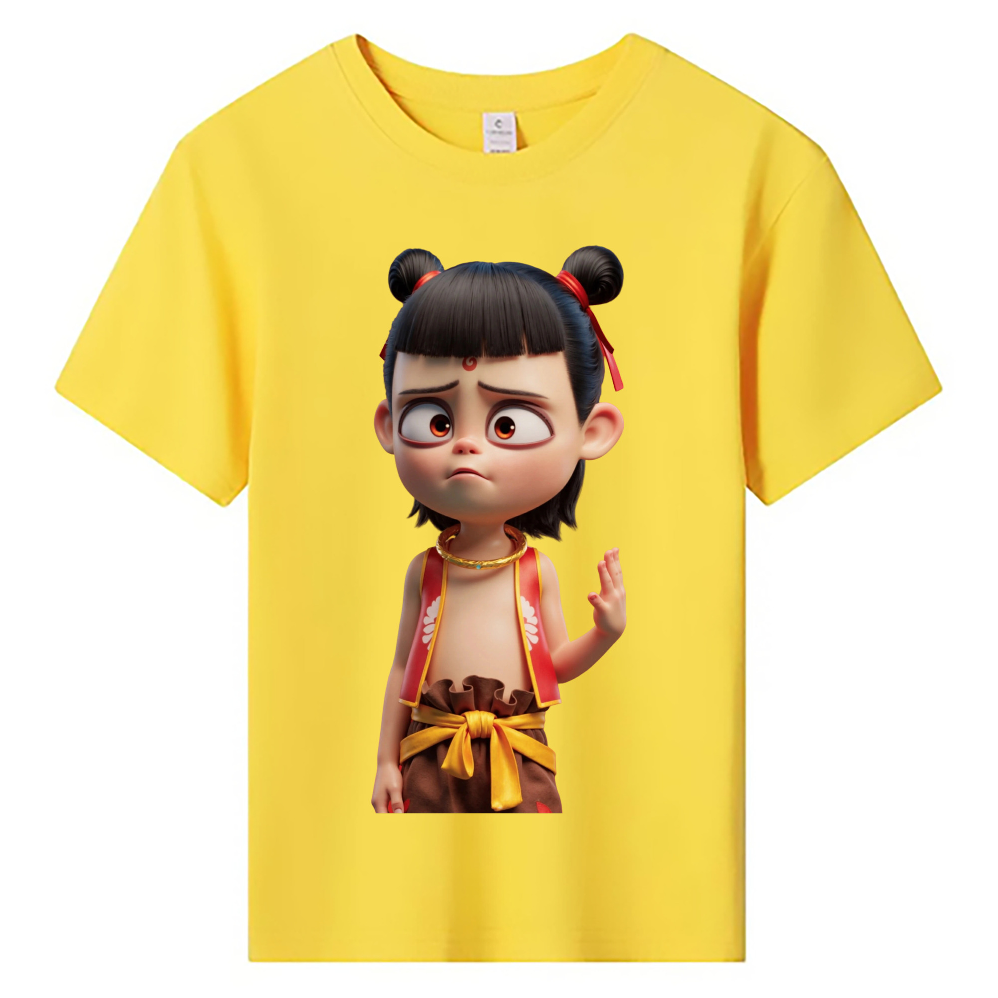 （画像用） Ne Zha 2 ナタ 魔童の大暴れ 綿100％キッズTシャツ（フロントプリント）