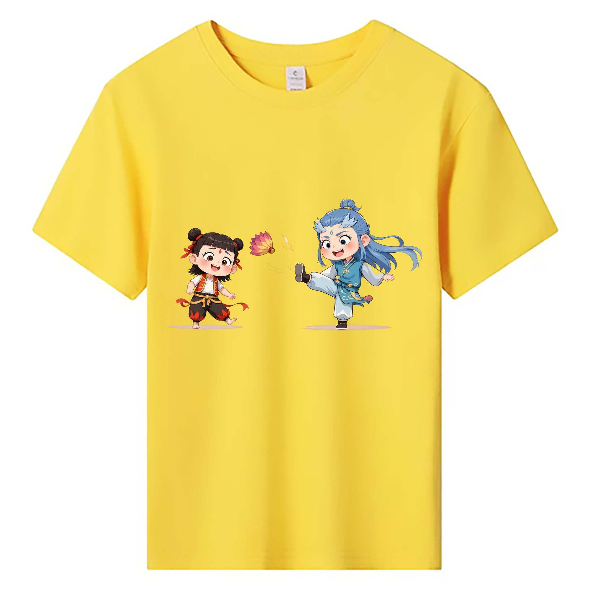 （画像用） Ne Zha 2 ナタ 魔童の大暴れ 綿100％キッズTシャツ（フロントプリント）