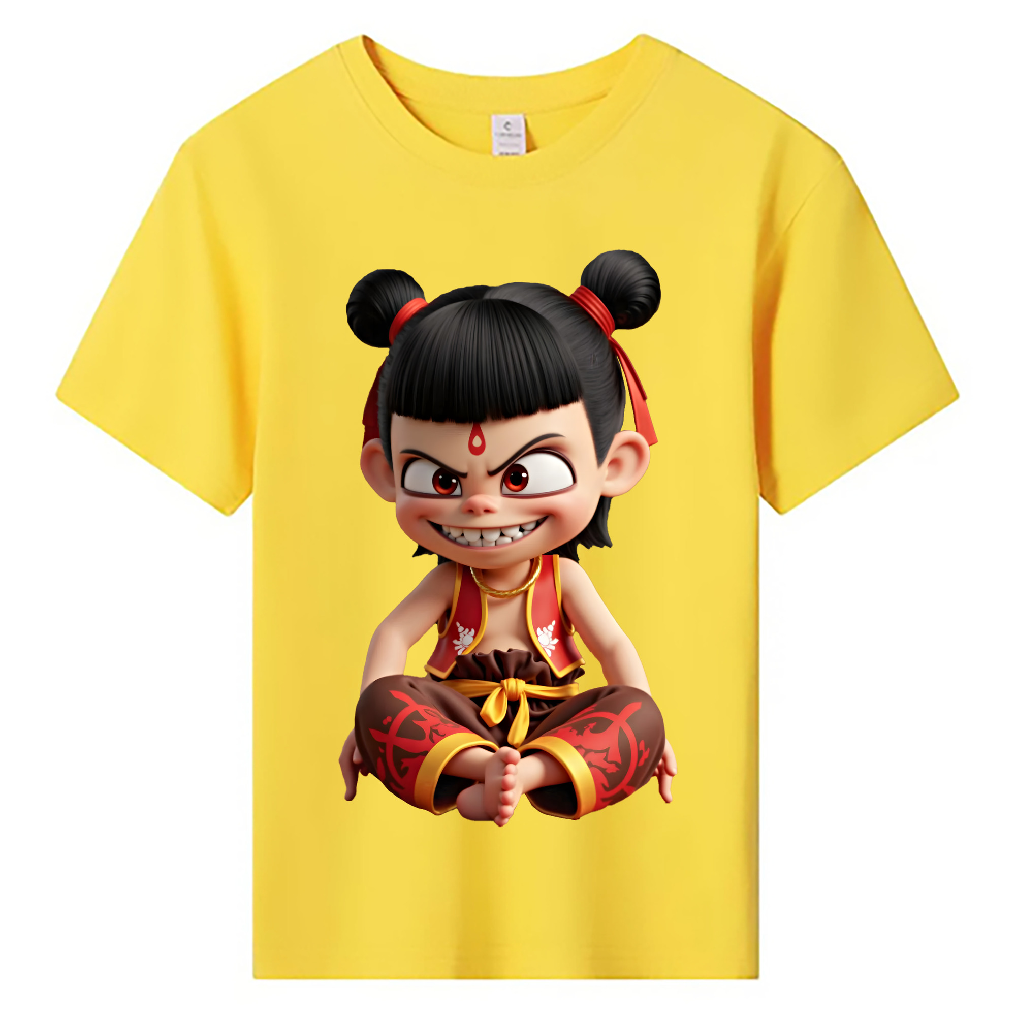 （画像用） Ne Zha 2 ナタ 魔童の大暴れ 綿100％キッズTシャツ（フロントプリント）