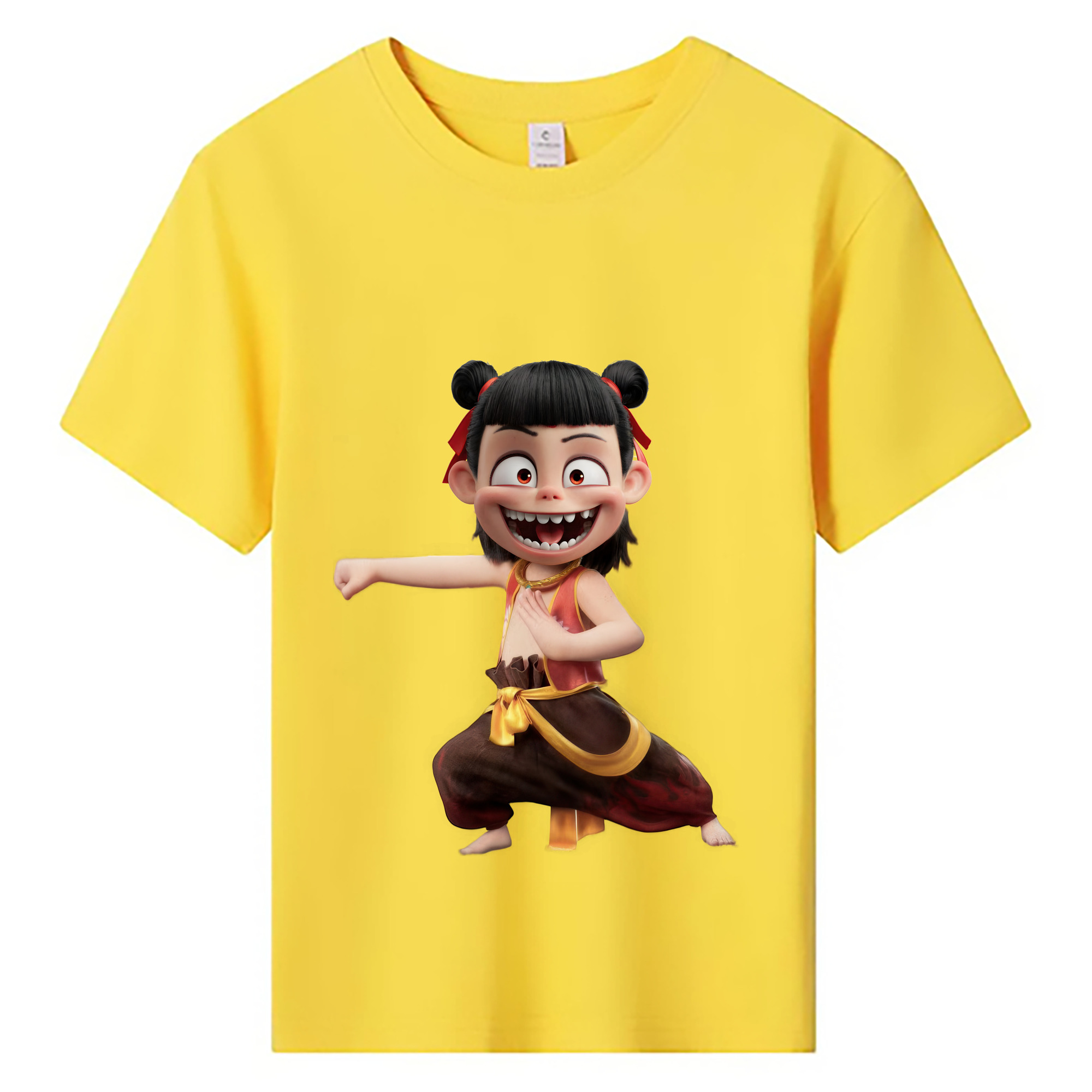 （画像用） Ne Zha 2 ナタ 魔童の大暴れ 綿100％キッズTシャツ（フロントプリント）