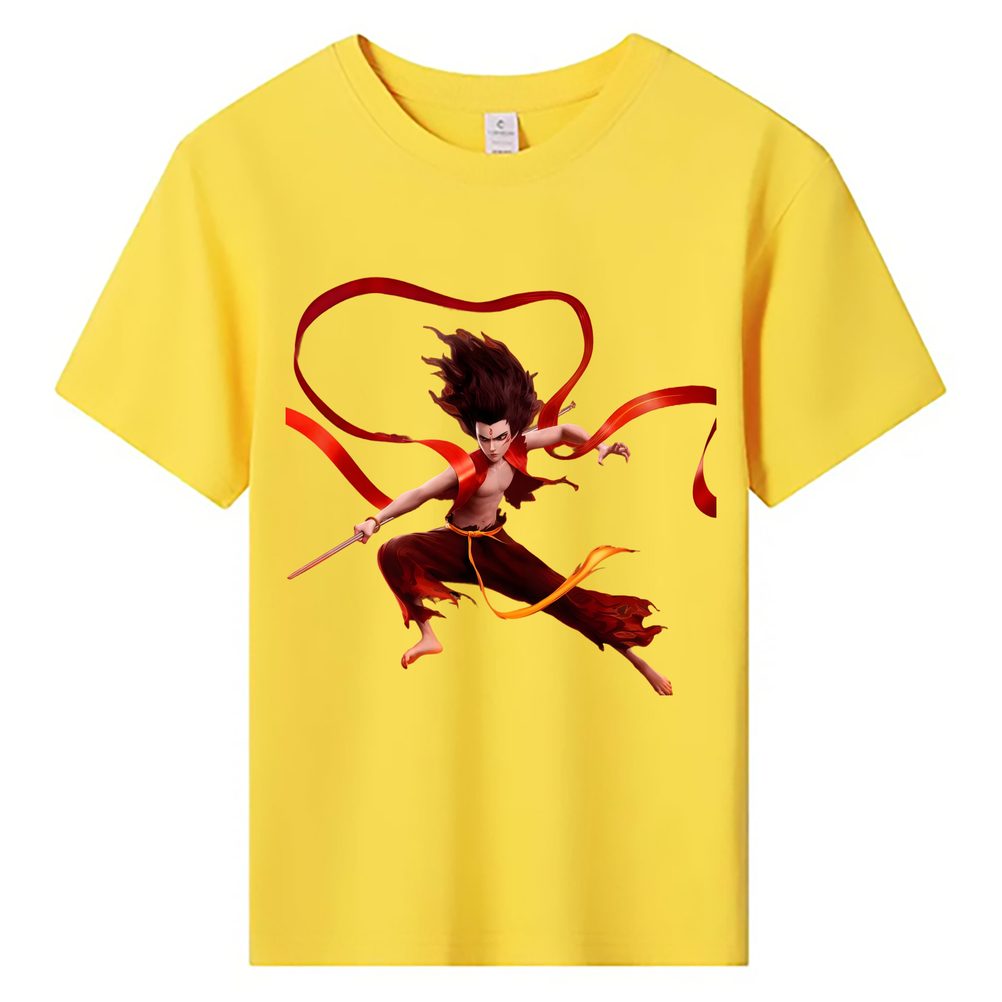 （画像用） Ne Zha 2 ナタ 魔童の大暴れ 綿100％キッズTシャツ（フロントプリント）