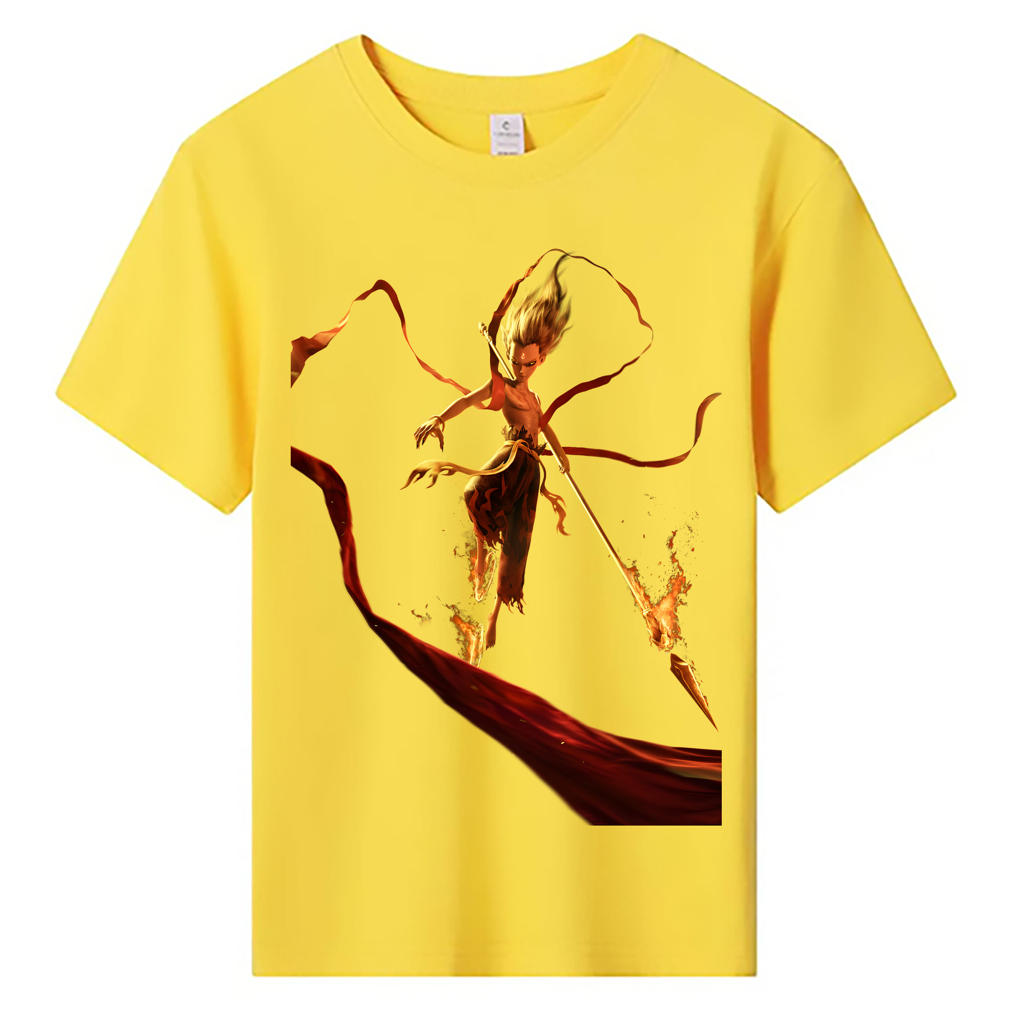 （画像用） Ne Zha 2 ナタ 魔童の大暴れ 綿100％キッズTシャツ（フロントプリント）