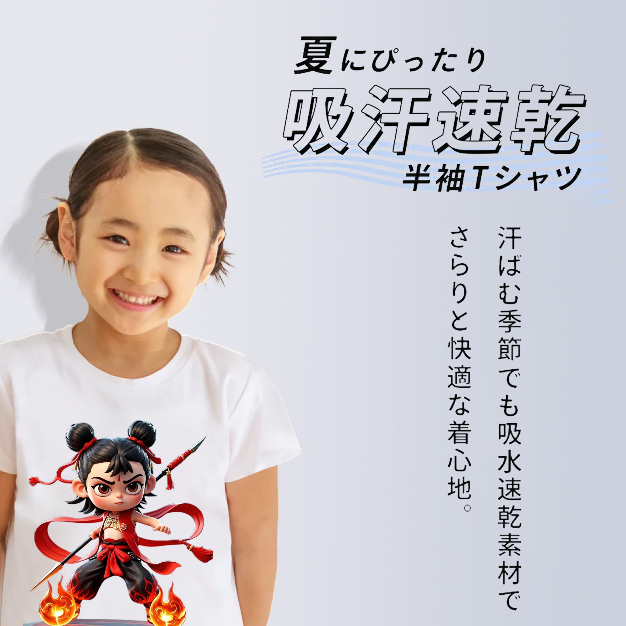 Ne Zha 2 ナタ 魔童の大暴れ 綿100％キッズTシャツ（フロントプリント）