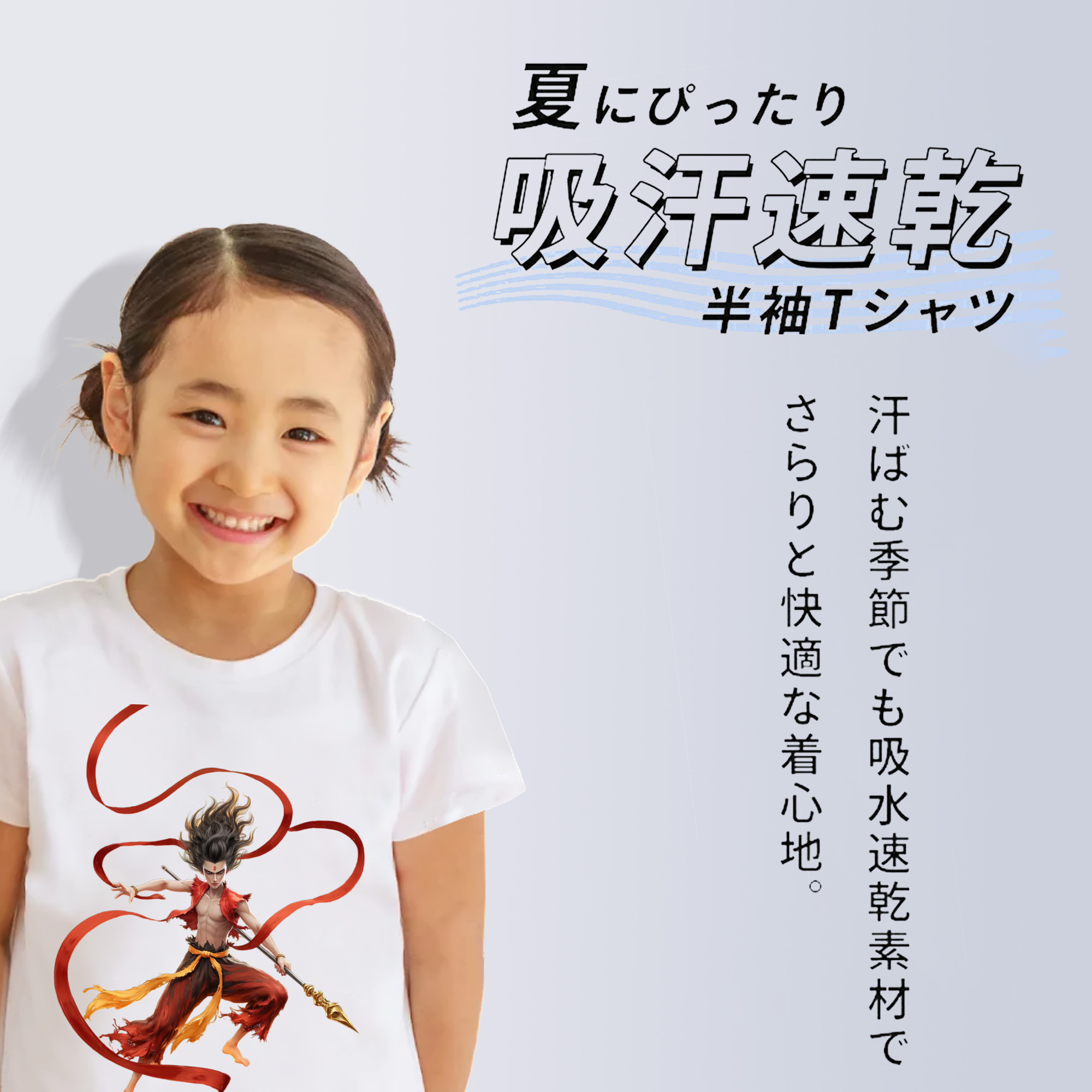 Ne Zha 2 ナタ 魔童の大暴れ 綿100％キッズTシャツ（フロントプリント）