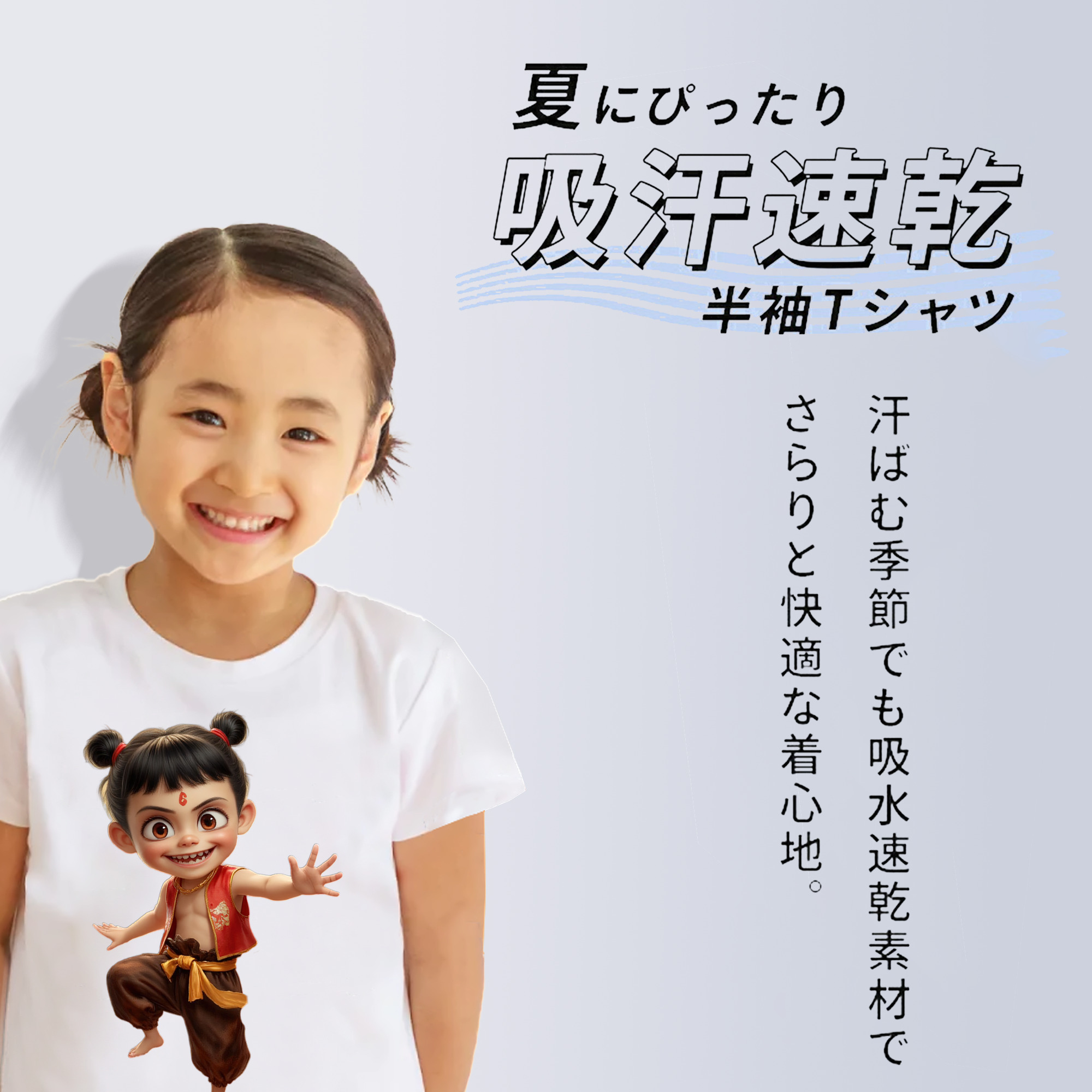 Ne Zha 2 ナタ 魔童の大暴れ 綿100％キッズTシャツ（フロントプリント）