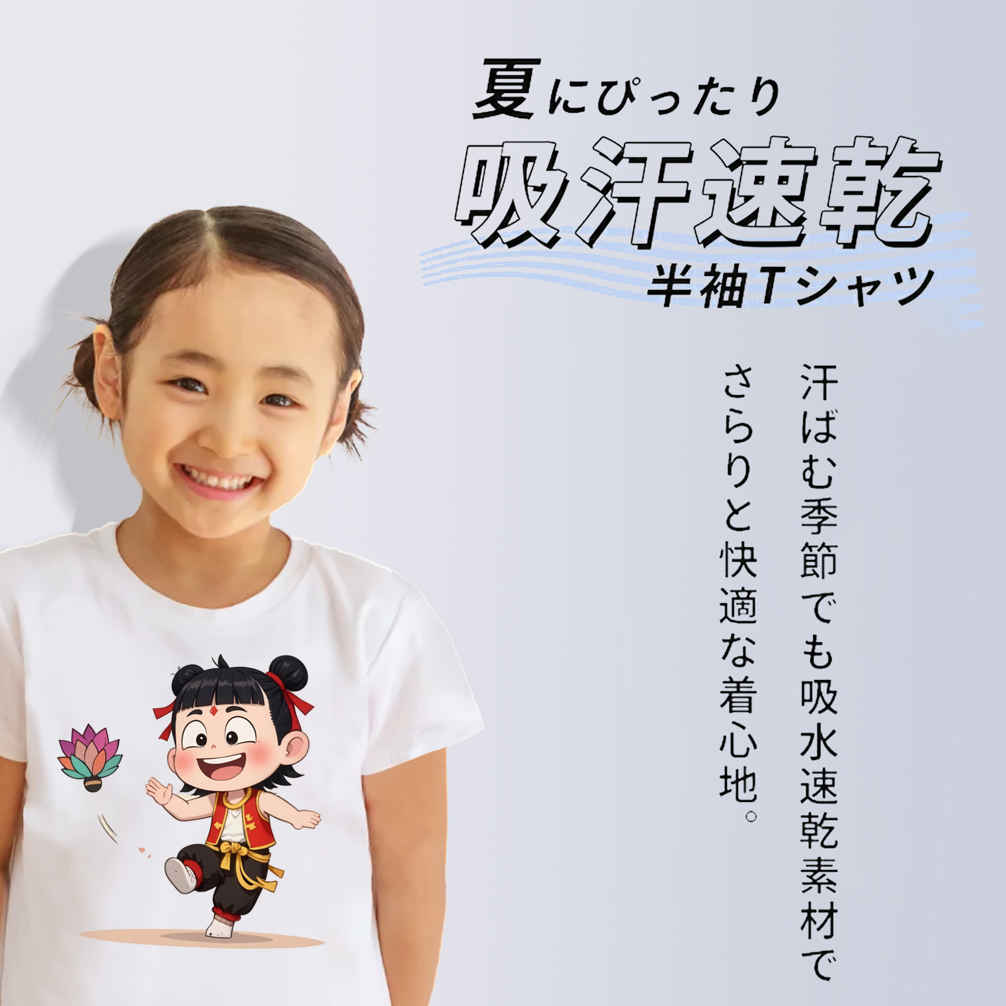 Ne Zha 2 ナタ 魔童の大暴れ 綿100％キッズTシャツ（フロントプリント）
