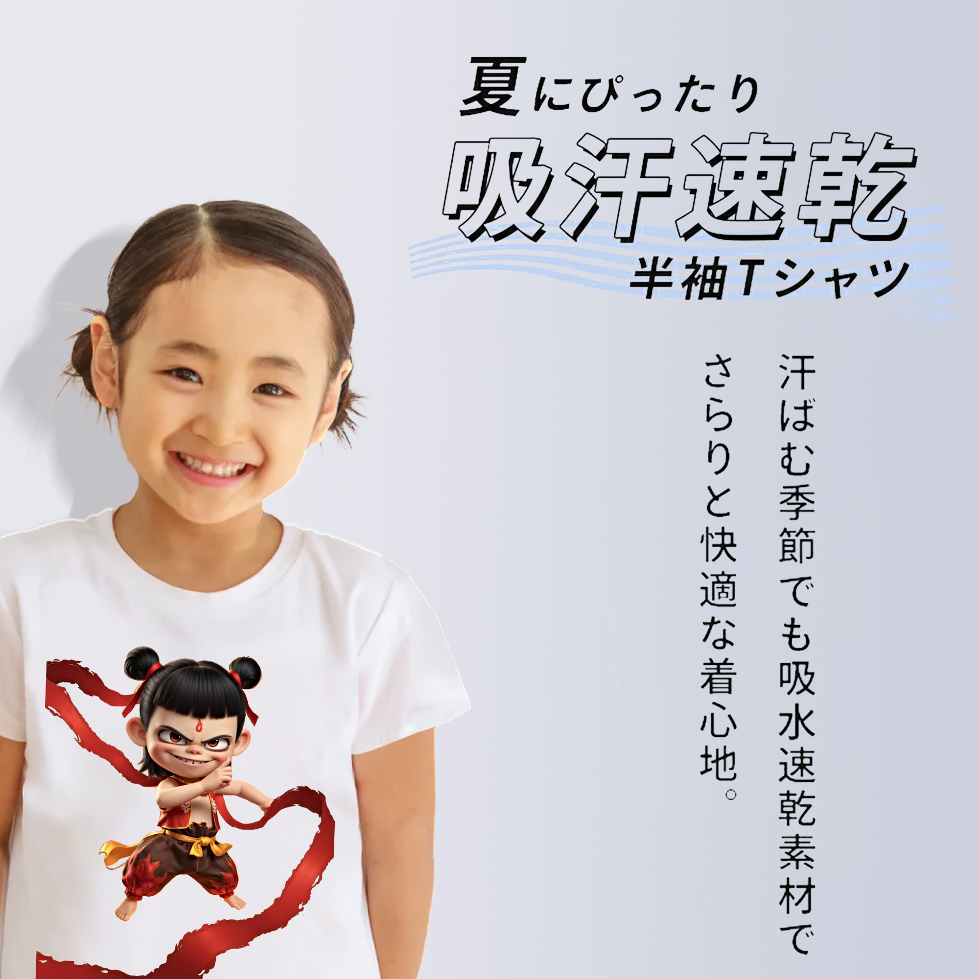 Ne Zha 2 ナタ 魔童の大暴れ 綿100％キッズTシャツ（フロントプリント）