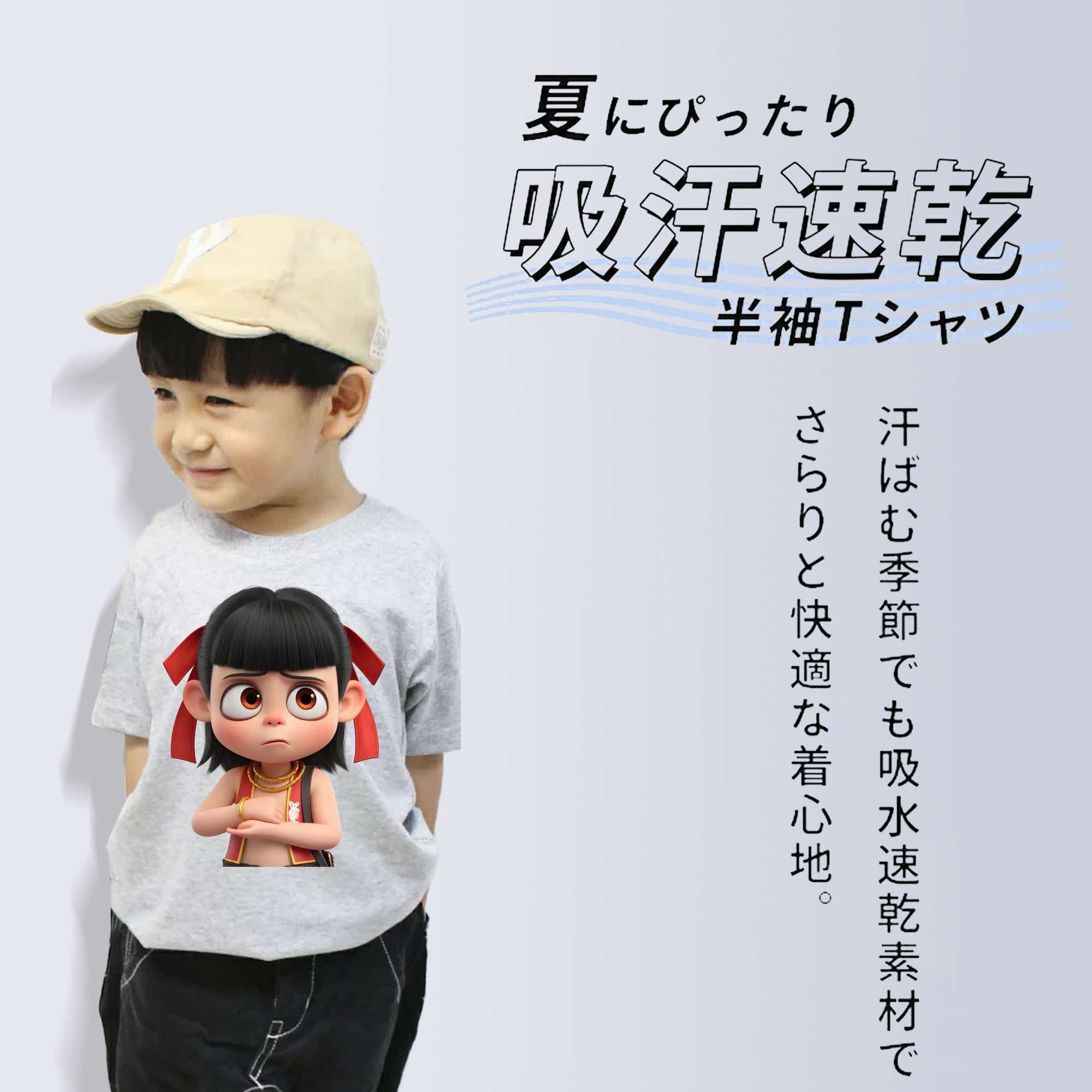Ne Zha 2 ナタ 魔童の大暴れ 綿100％キッズTシャツ（フロントプリント）