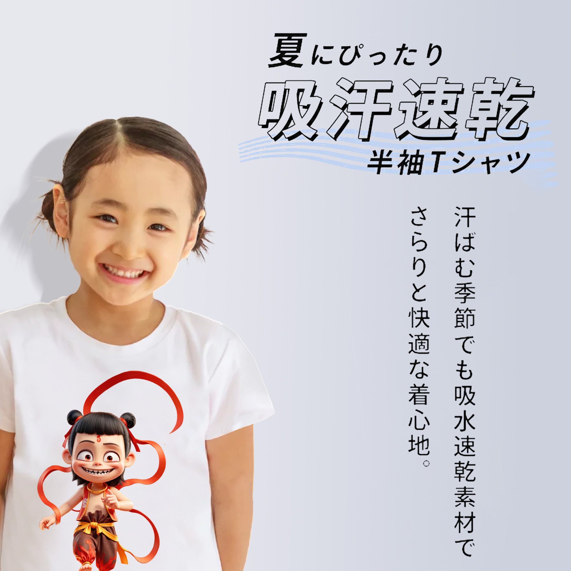 Ne Zha 2 ナタ 魔童の大暴れ 綿100％キッズTシャツ（フロントプリント）