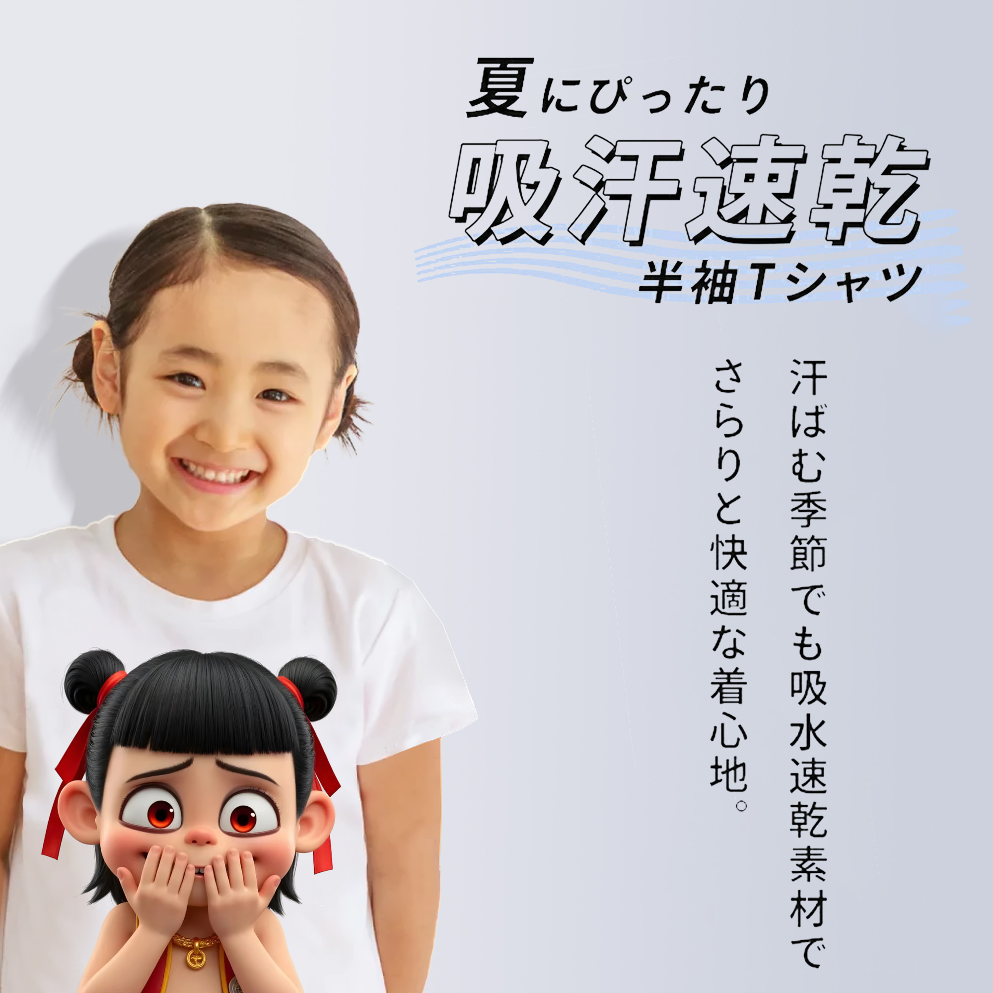 Ne Zha 2 ナタ 魔童の大暴れ 綿100％キッズTシャツ（フロントプリント）