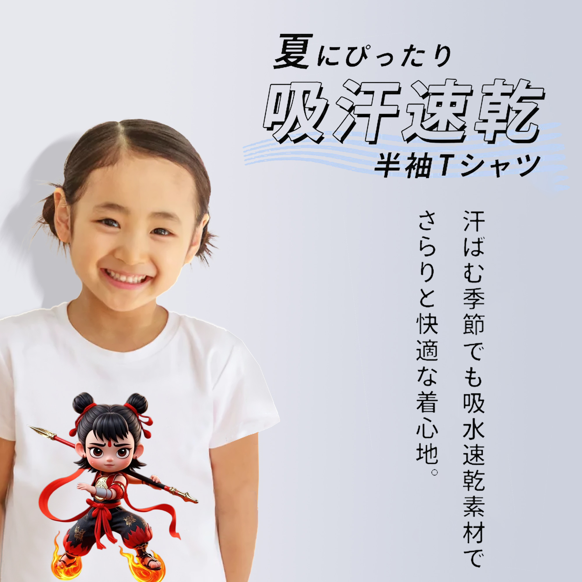 Ne Zha 2 ナタ 魔童の大暴れ 綿100％キッズTシャツ（フロントプリント）
