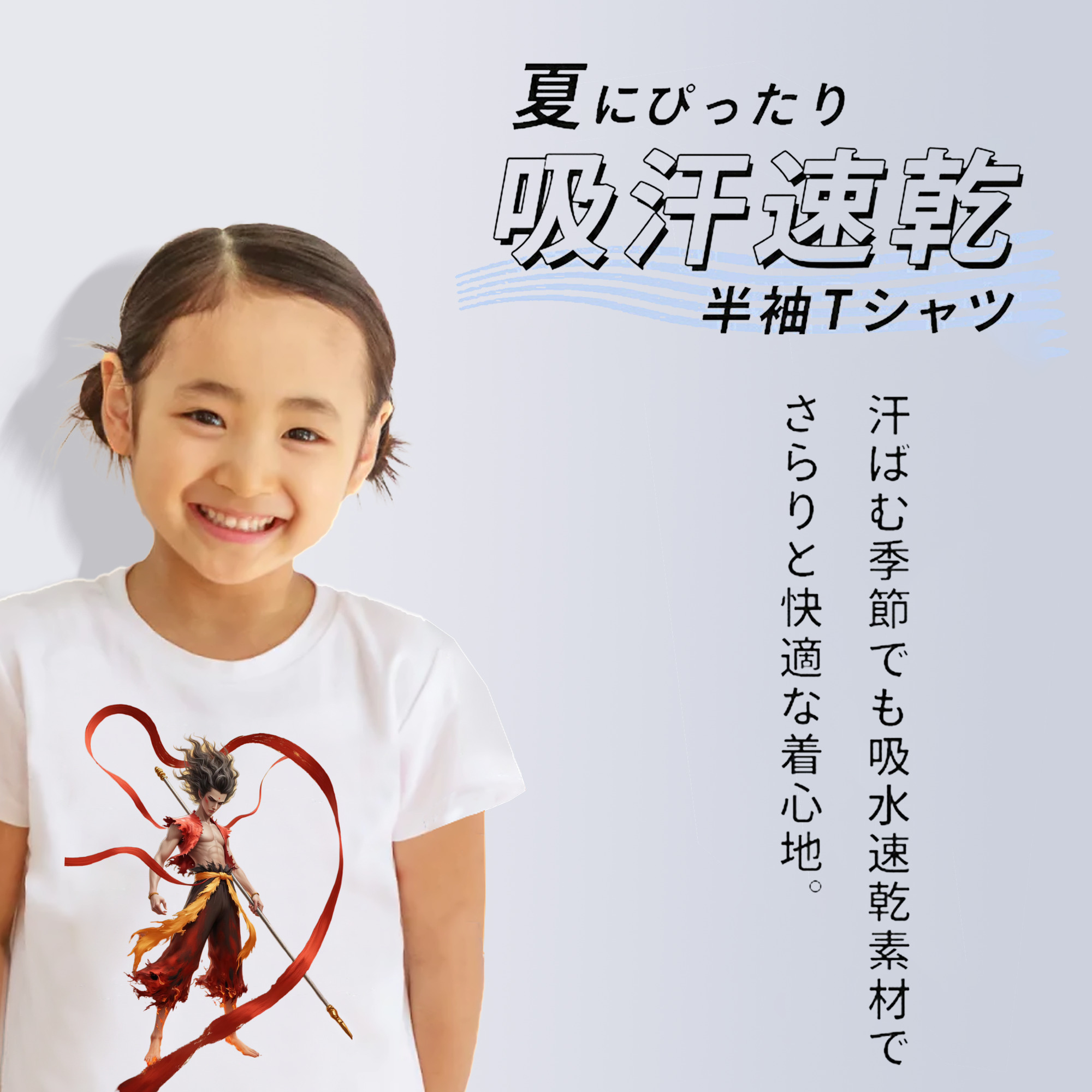 Ne Zha 2 ナタ 魔童の大暴れ 綿100％キッズTシャツ（フロントプリント）