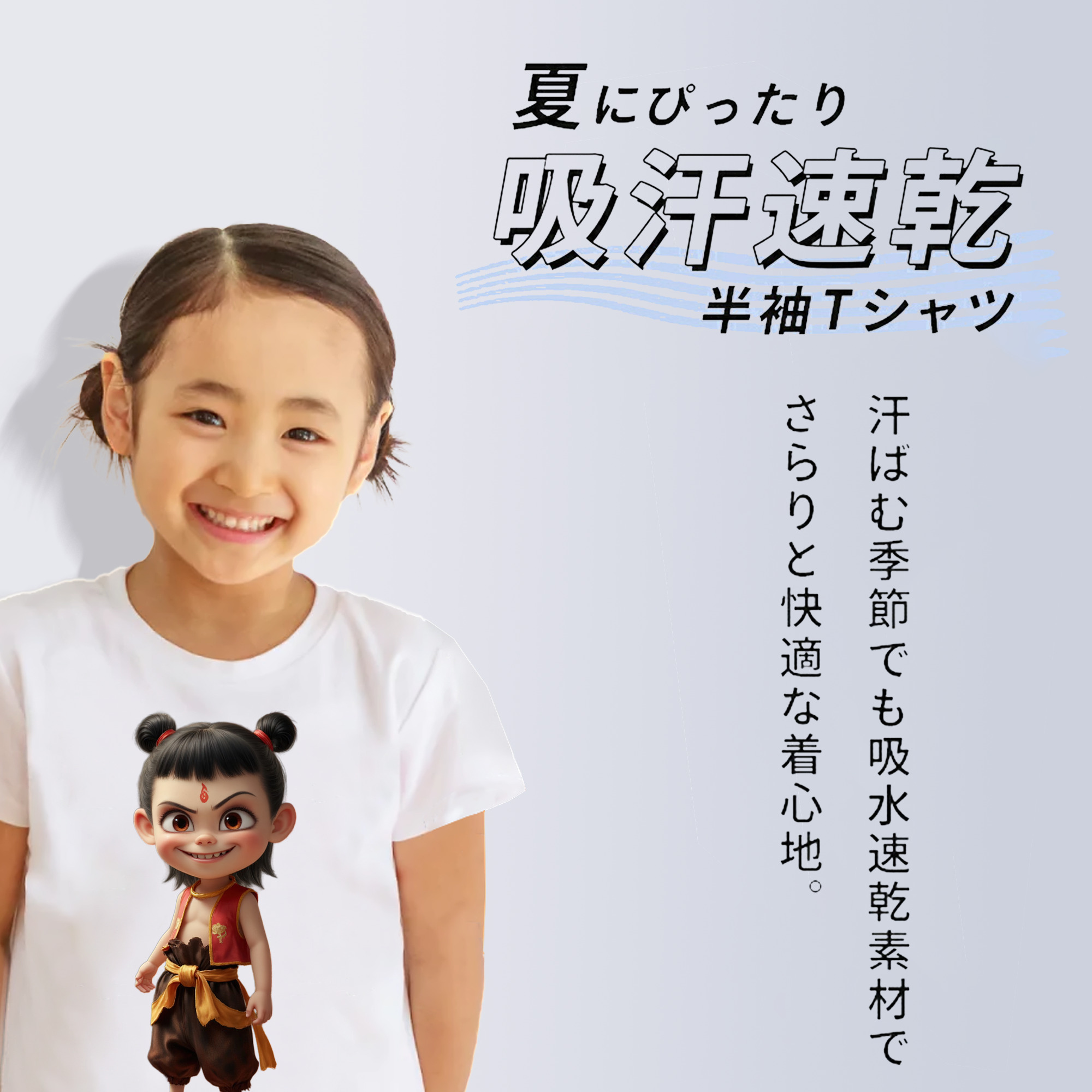 Ne Zha 2 ナタ 魔童の大暴れ 綿100％キッズTシャツ（フロントプリント）