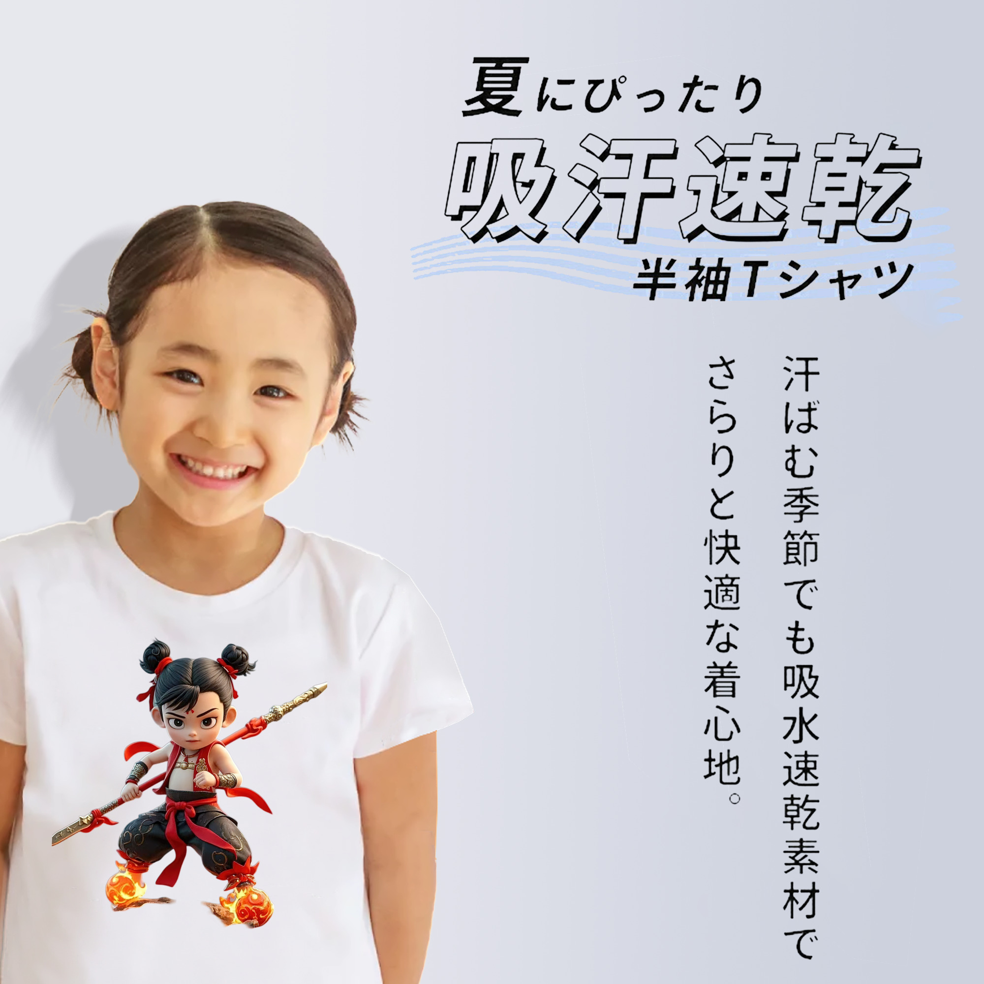 Ne Zha 2 ナタ 魔童の大暴れ 綿100％キッズTシャツ（フロントプリント）