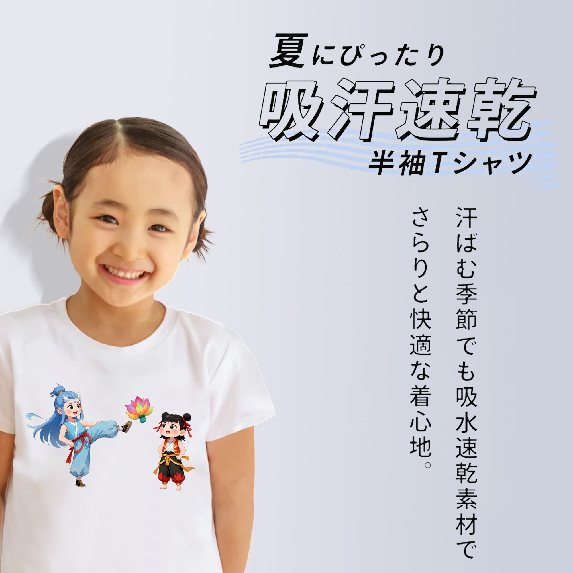 Ne Zha 2 ナタ 魔童の大暴れ 綿100％キッズTシャツ（フロントプリント）