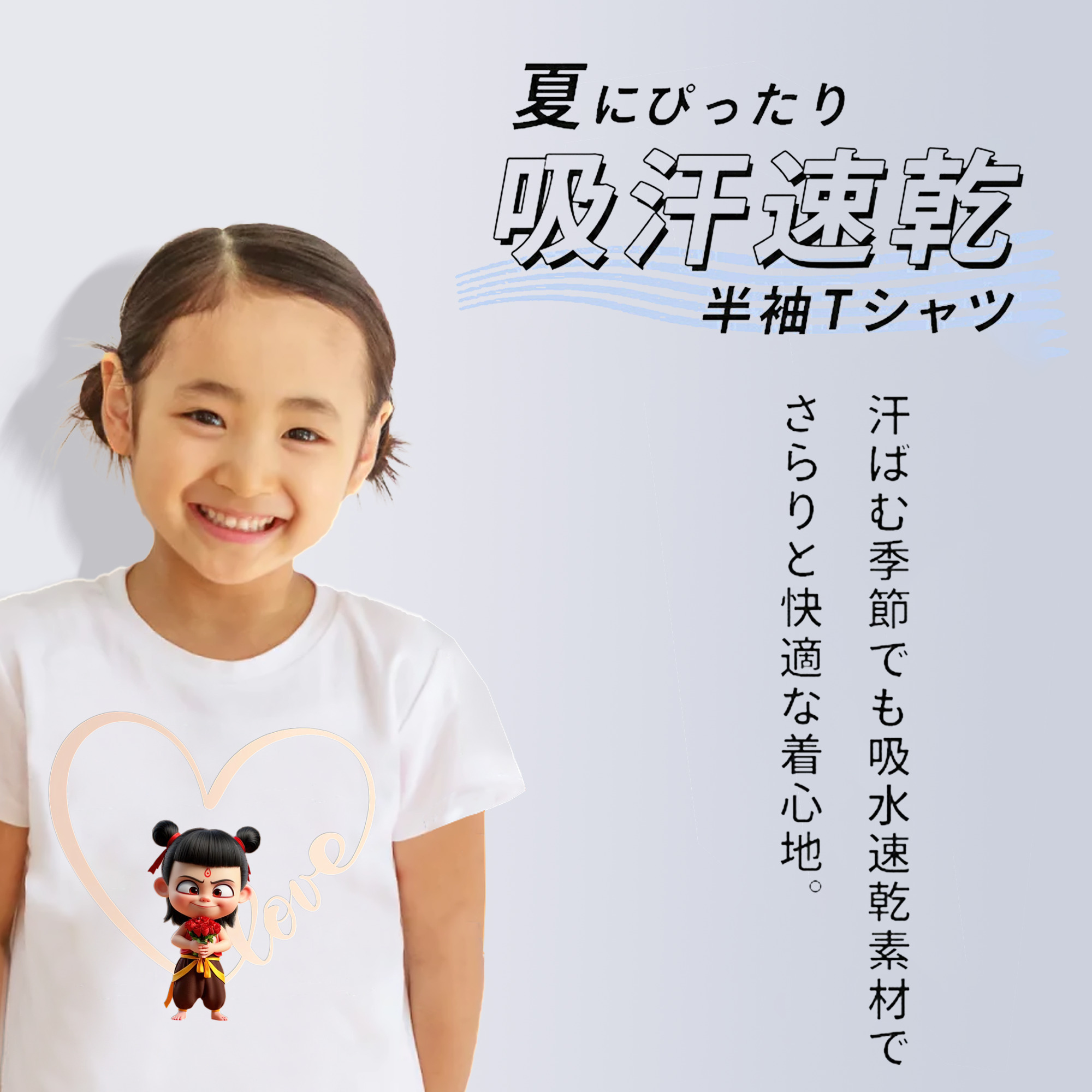 Ne Zha 2 ナタ 魔童の大暴れ 綿100％キッズTシャツ（フロントプリント）