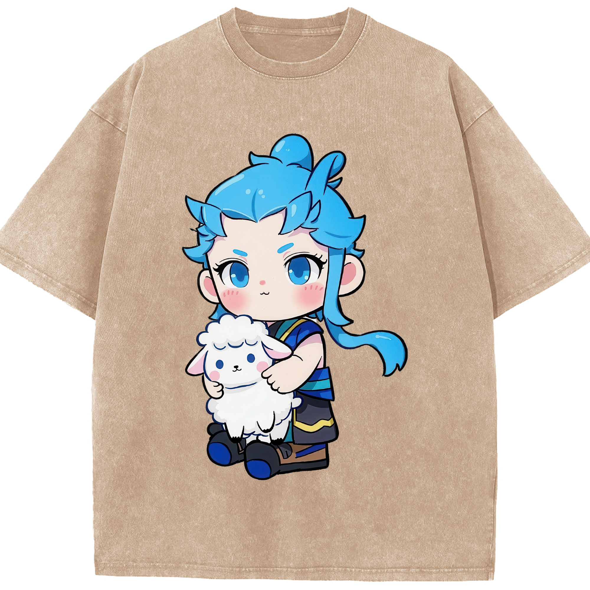 （画像用） Ne Zha 2 ナタ 魔童の大暴れ 綿100% ヴィンテージ風 半袖Tシャツ（フロントプリント）