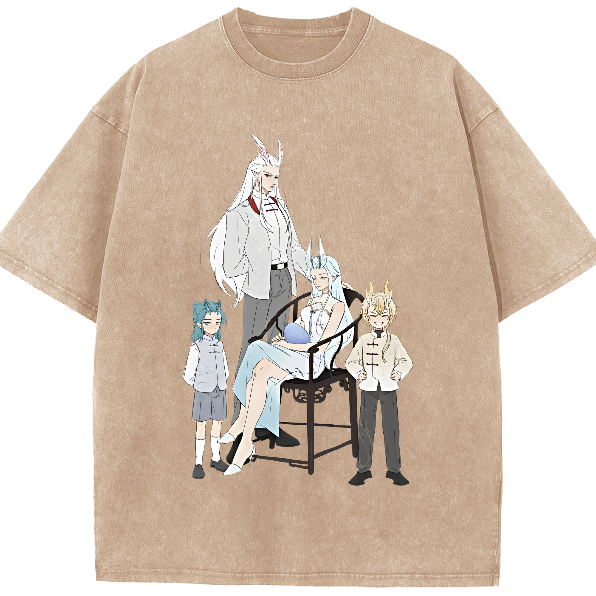 （画像用） Ne Zha 2 ナタ 魔童の大暴れ 綿100% ヴィンテージ風 半袖Tシャツ（フロントプリント）