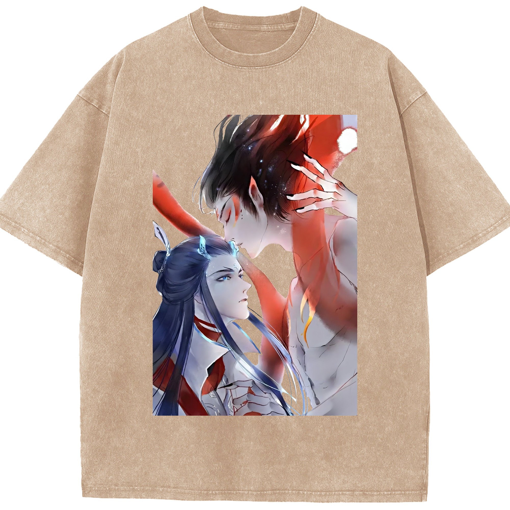 （画像用） Ne Zha 2 ナタ 魔童の大暴れ 綿100% ヴィンテージ風 半袖Tシャツ（フロントプリント）