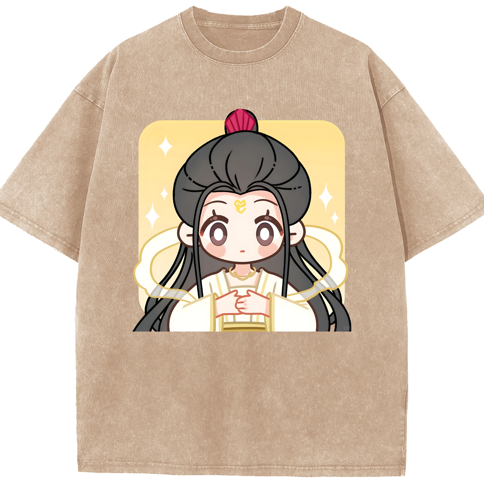 （画像用） Ne Zha 2 ナタ 魔童の大暴れ 綿100% ヴィンテージ風 半袖Tシャツ（フロントプリント）