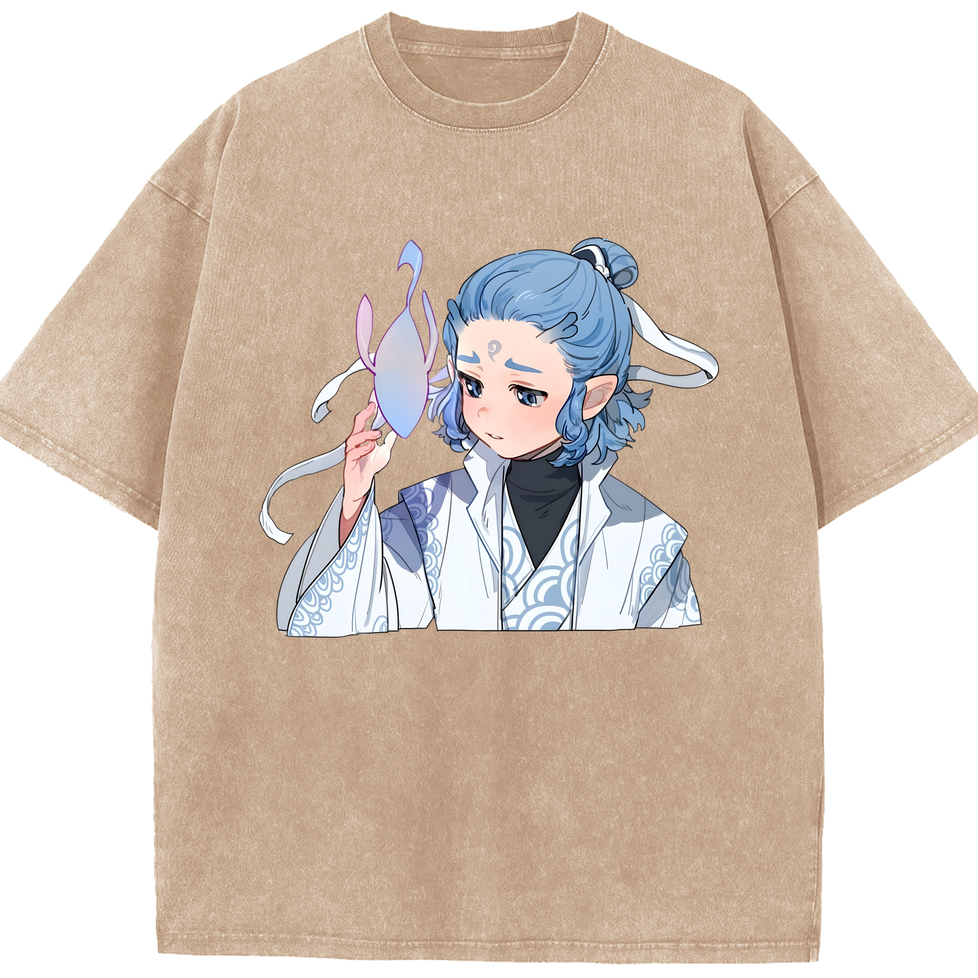 （画像用） Ne Zha 2 ナタ 魔童の大暴れ 綿100% ヴィンテージ風 半袖Tシャツ（フロントプリント）