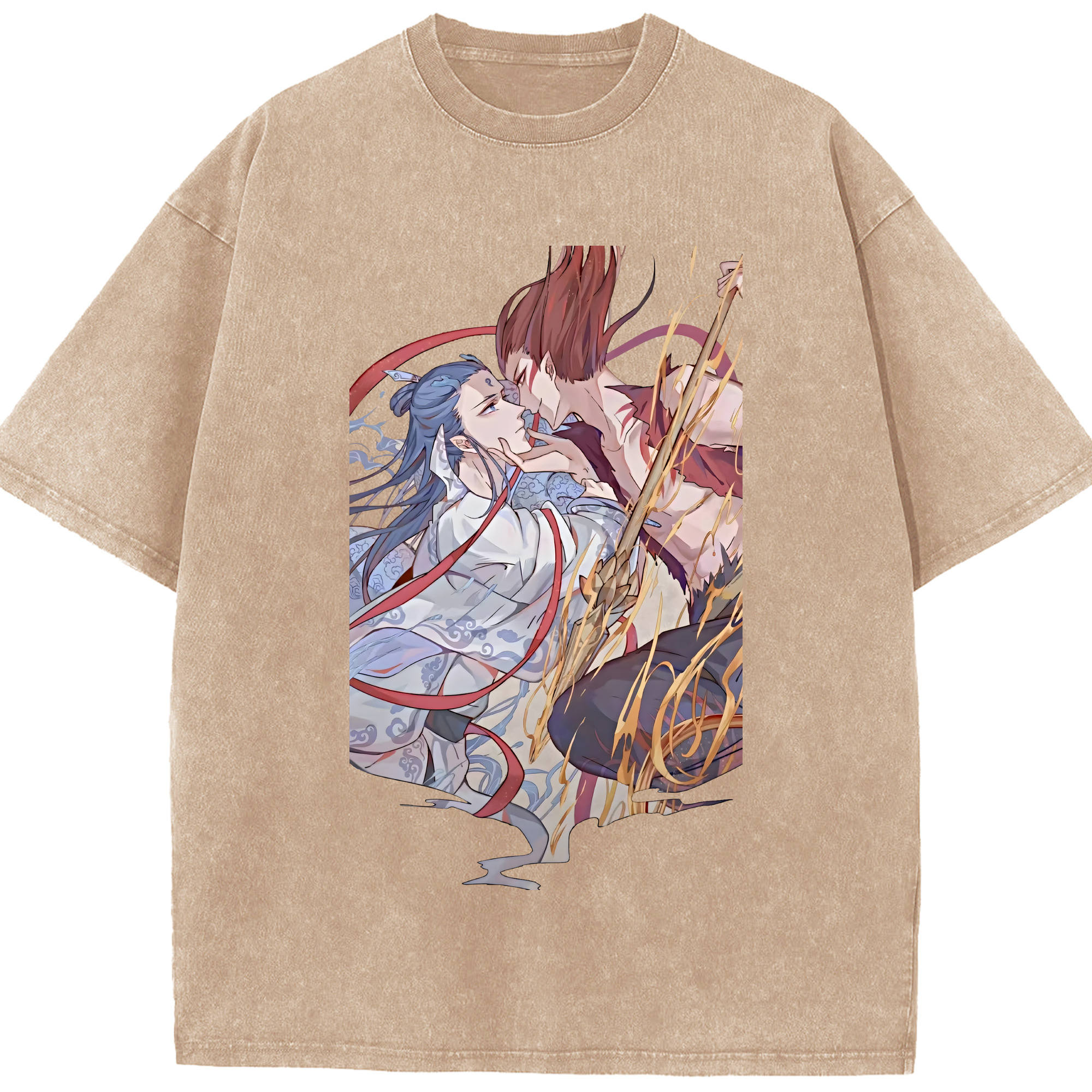（画像用） Ne Zha 2 ナタ 魔童の大暴れ 綿100% ヴィンテージ風 半袖Tシャツ（フロントプリント）
