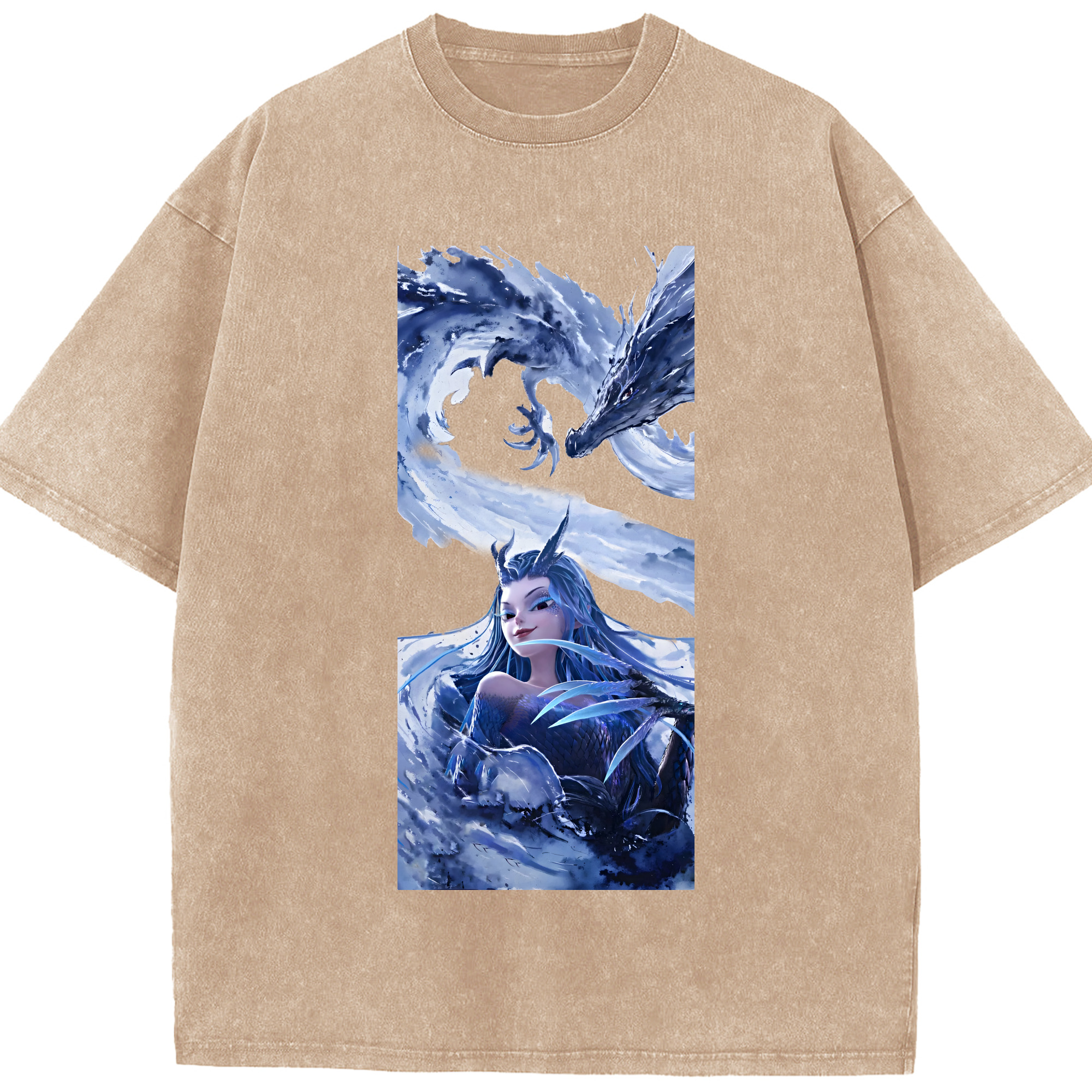 （画像用） Ne Zha 2 ナタ 魔童の大暴れ 綿100% ヴィンテージ風 半袖Tシャツ（フロントプリント）