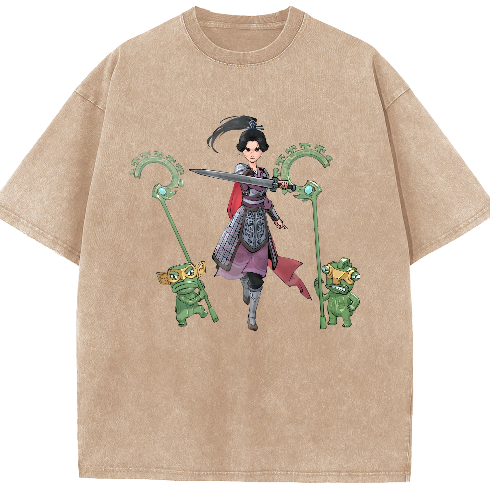 （画像用） Ne Zha 2 ナタ 魔童の大暴れ 綿100% ヴィンテージ風 半袖Tシャツ（フロントプリント）