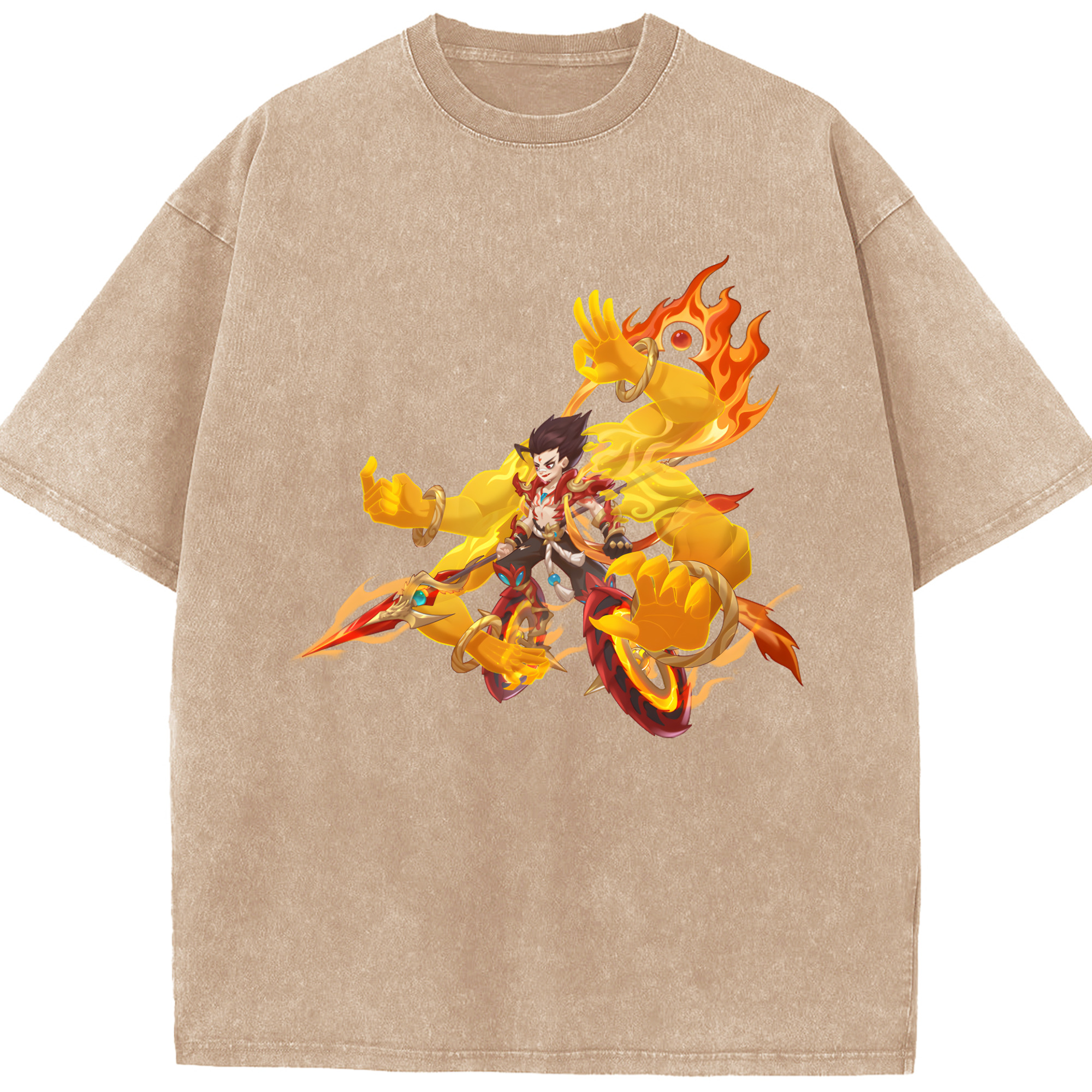 （画像用） Ne Zha 2 ナタ 魔童の大暴れ 綿100% ヴィンテージ風 半袖Tシャツ（フロントプリント）