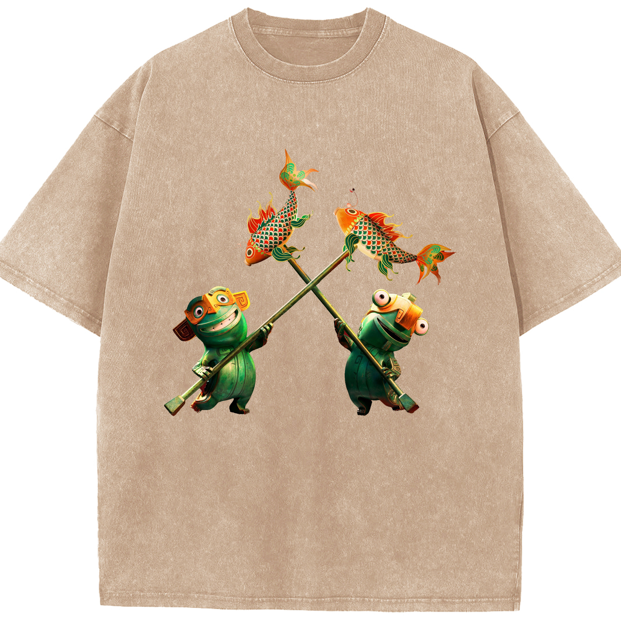 （画像用） Ne Zha 2 ナタ 魔童の大暴れ 綿100% ヴィンテージ風 半袖Tシャツ（フロントプリント）