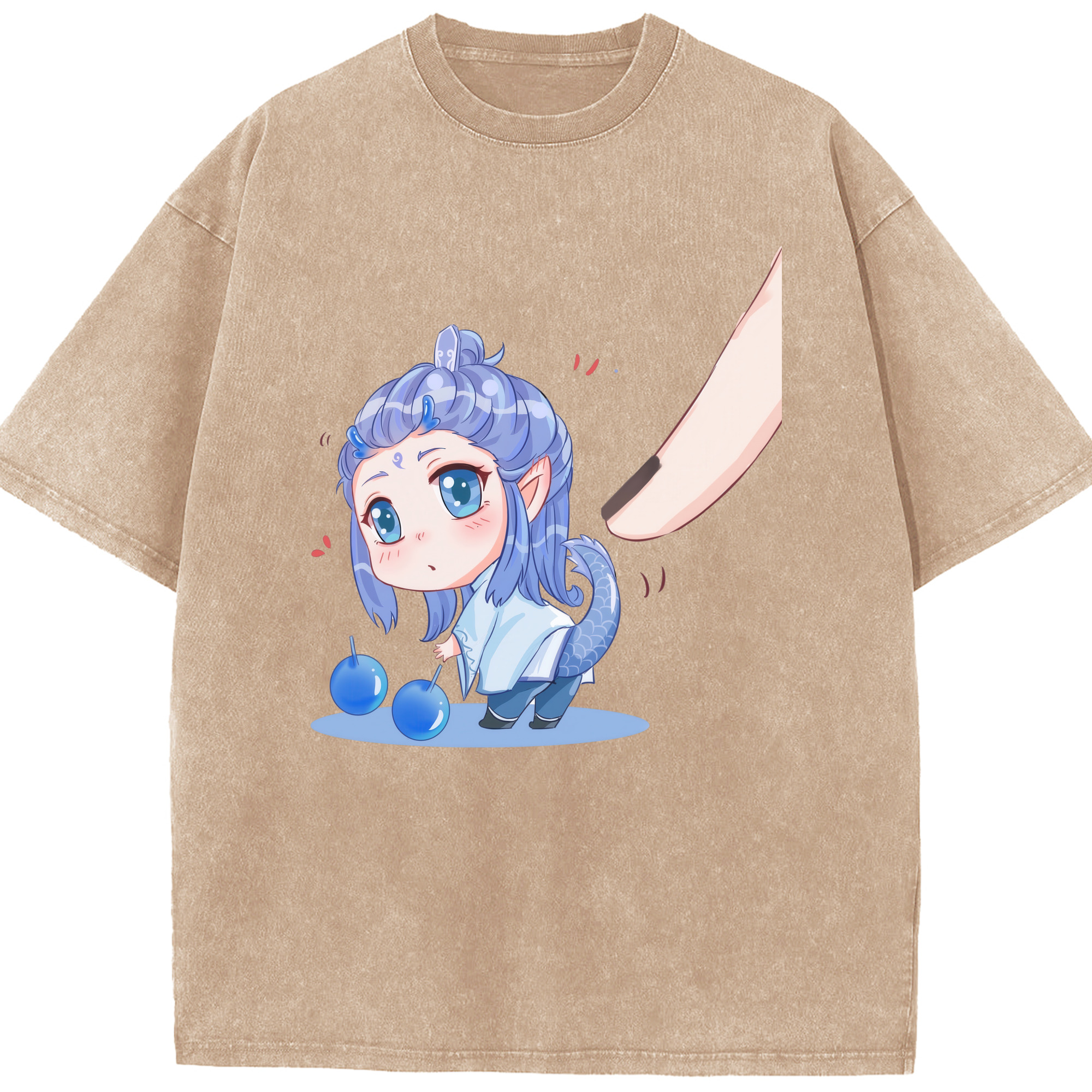 （画像用） Ne Zha 2 ナタ 魔童の大暴れ 綿100% ヴィンテージ風 半袖Tシャツ（フロントプリント）