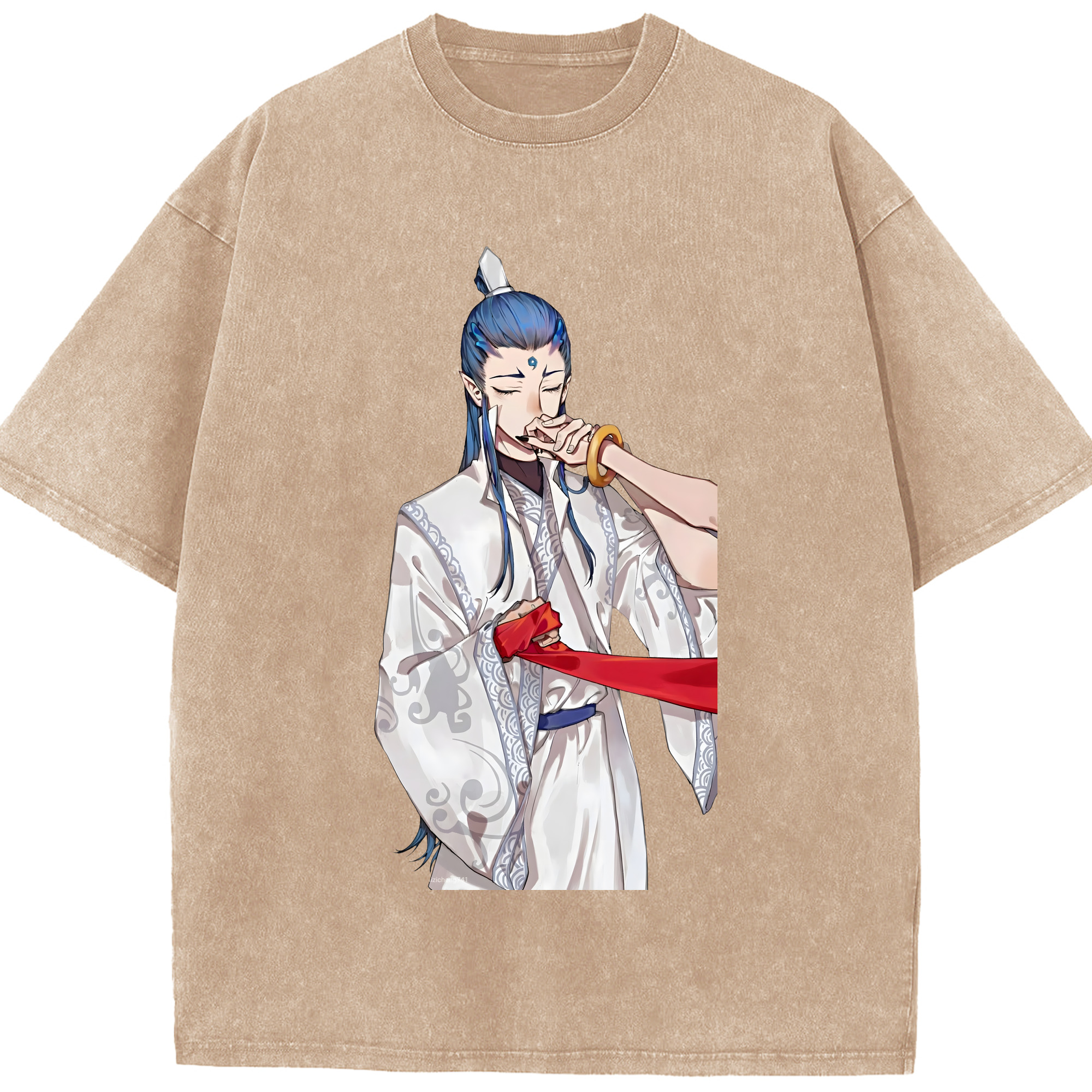 （画像用） Ne Zha 2 ナタ 魔童の大暴れ 綿100% ヴィンテージ風 半袖Tシャツ（フロントプリント）