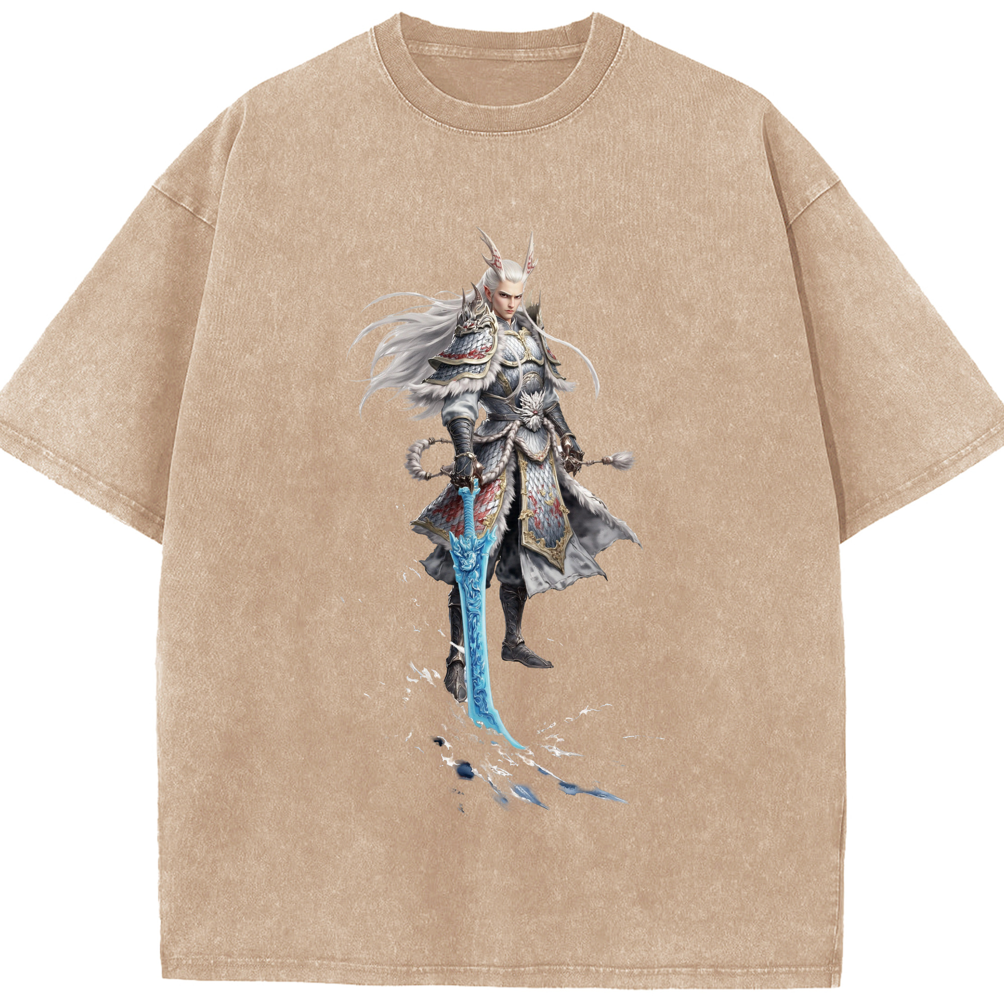 （画像用） Ne Zha 2 ナタ 魔童の大暴れ 綿100% ヴィンテージ風 半袖Tシャツ（フロントプリント）
