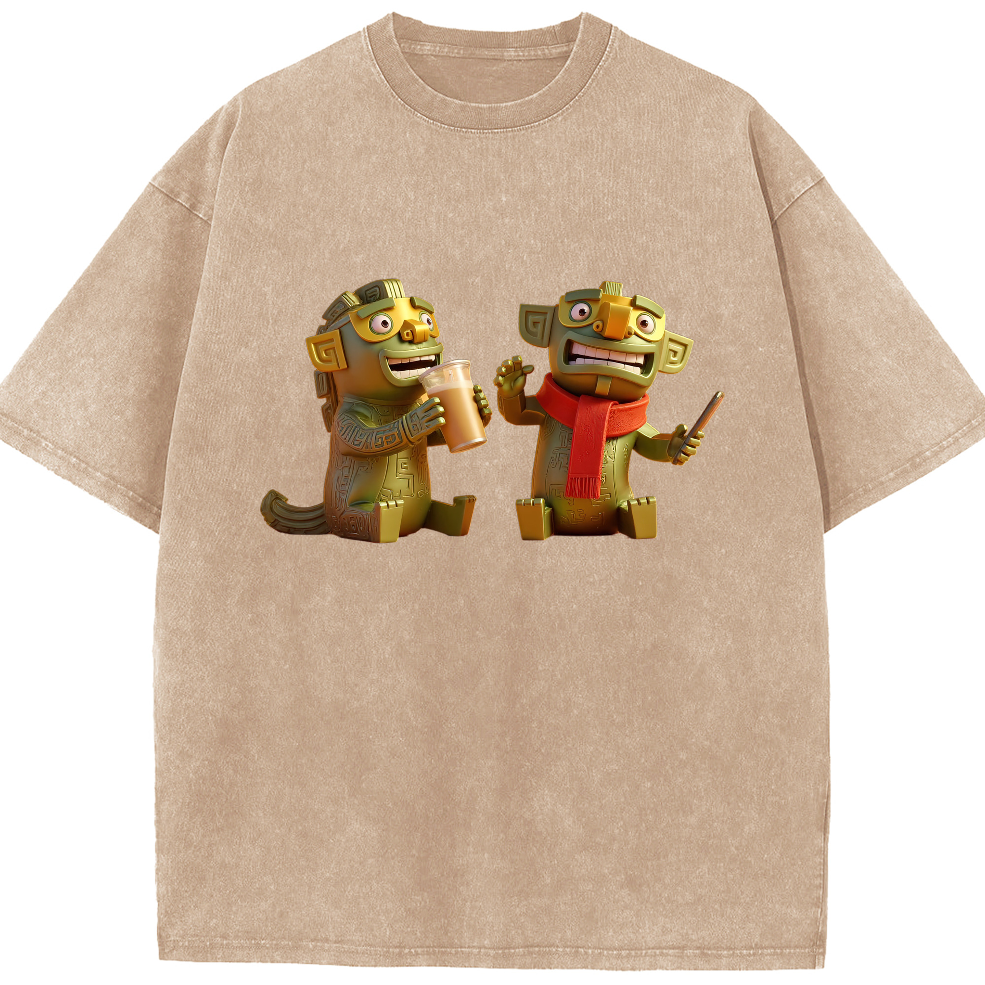 （画像用） Ne Zha 2 ナタ 魔童の大暴れ 綿100% ヴィンテージ風 半袖Tシャツ（フロントプリント）