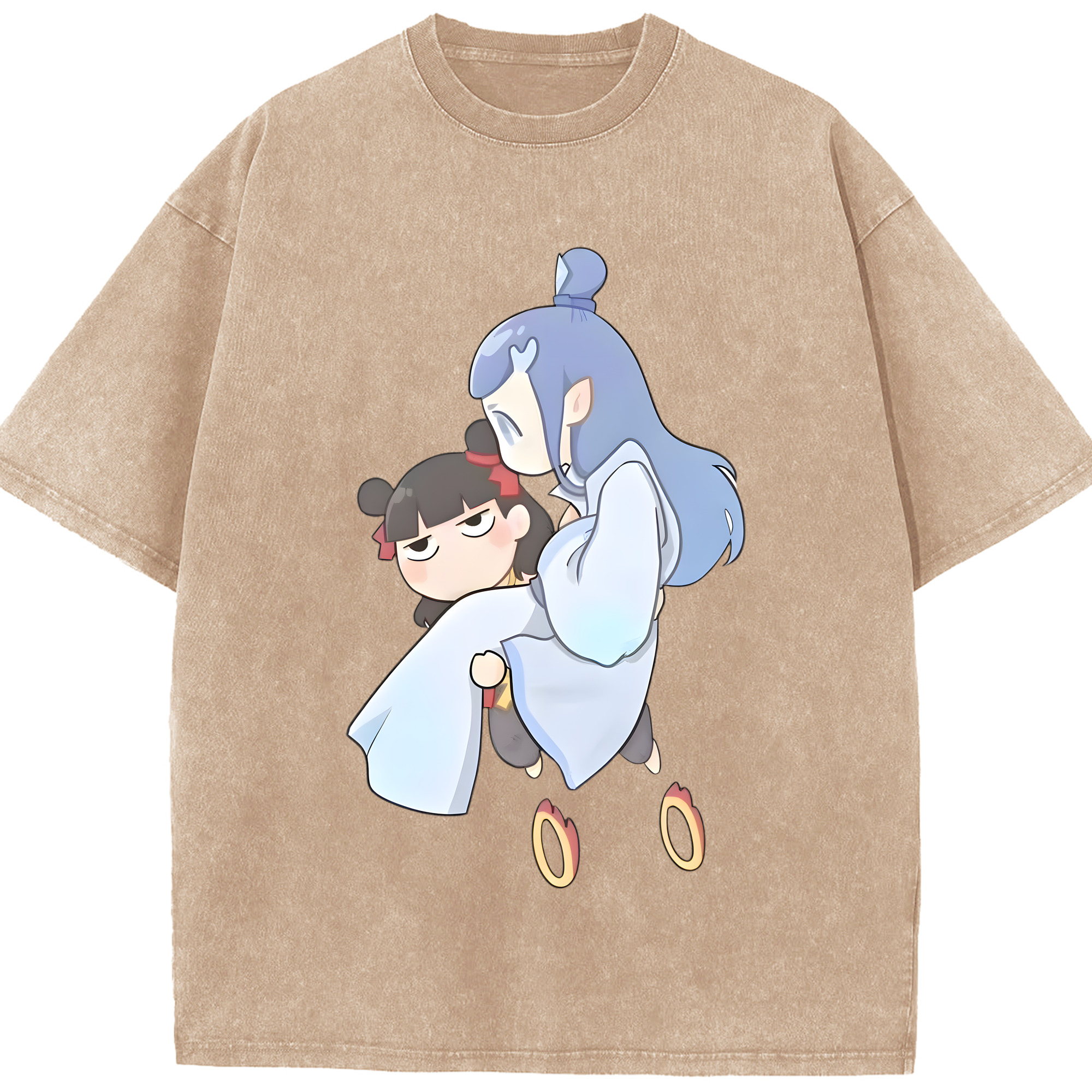 （画像用） Ne Zha 2 ナタ 魔童の大暴れ 綿100% ヴィンテージ風 半袖Tシャツ（フロントプリント）