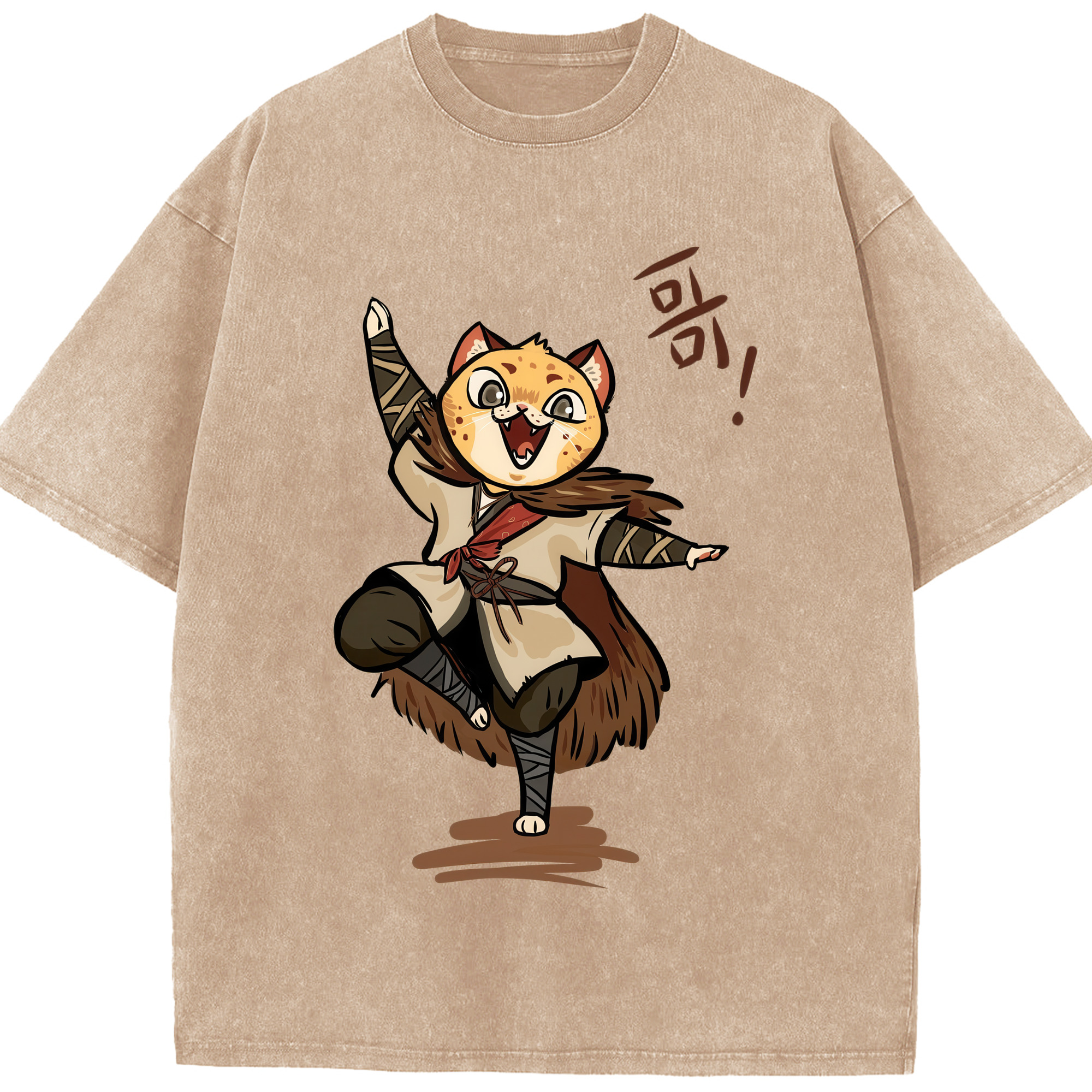 （画像用） Ne Zha 2 ナタ 魔童の大暴れ 綿100% ヴィンテージ風 半袖Tシャツ（フロントプリント）