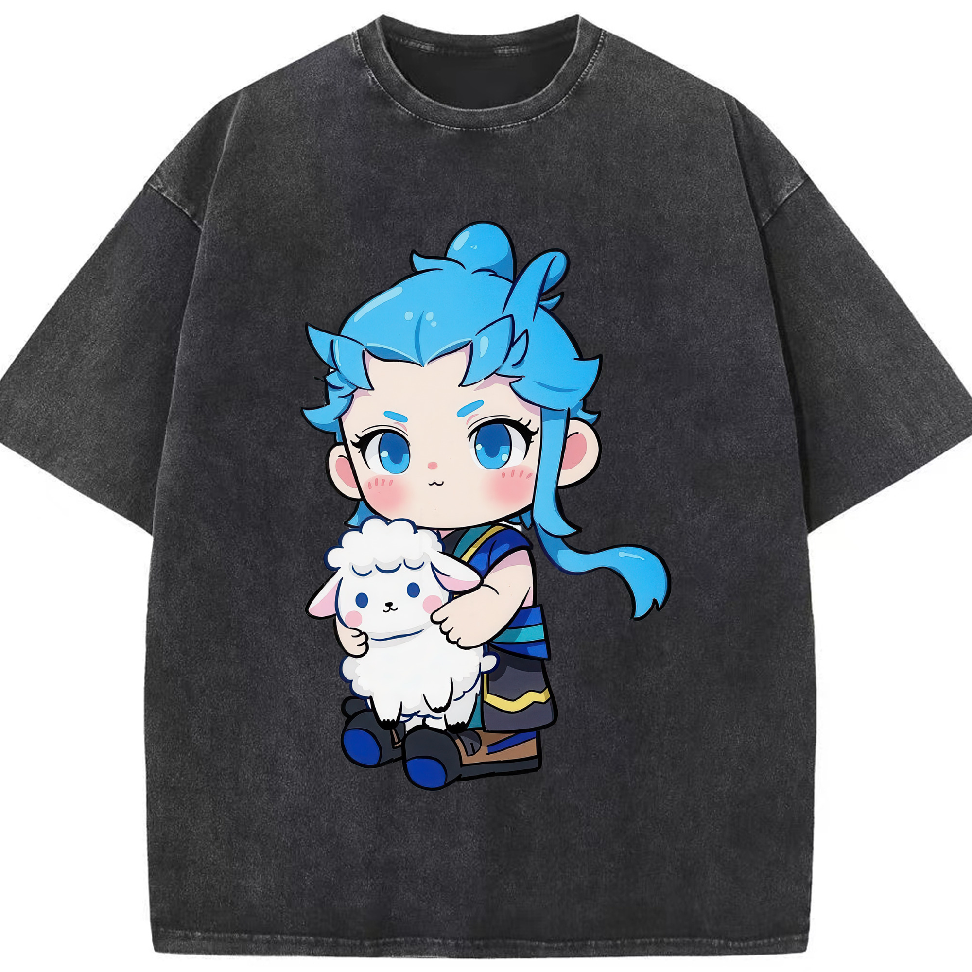 （画像用） Ne Zha 2 ナタ 魔童の大暴れ 綿100% ヴィンテージ風 半袖Tシャツ（フロントプリント）