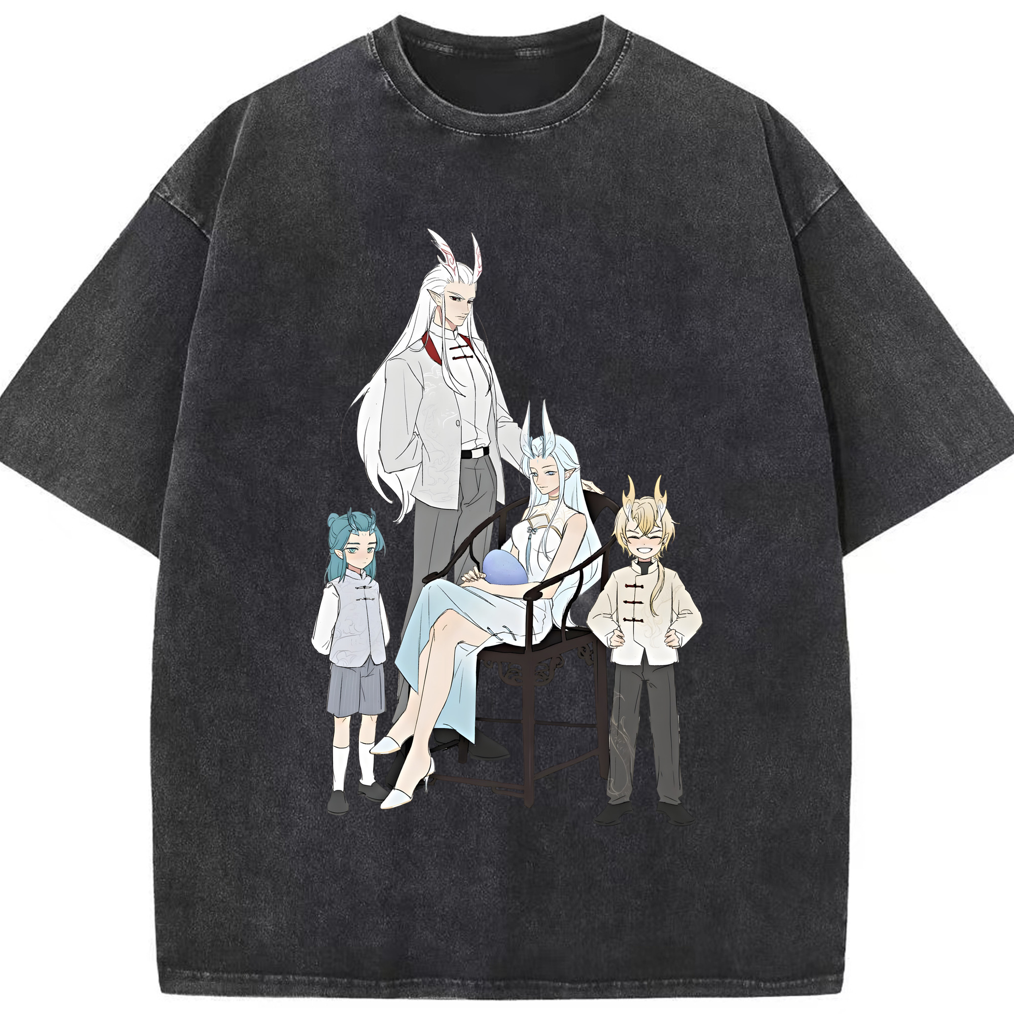 （画像用） Ne Zha 2 ナタ 魔童の大暴れ 綿100% ヴィンテージ風 半袖Tシャツ（フロントプリント）