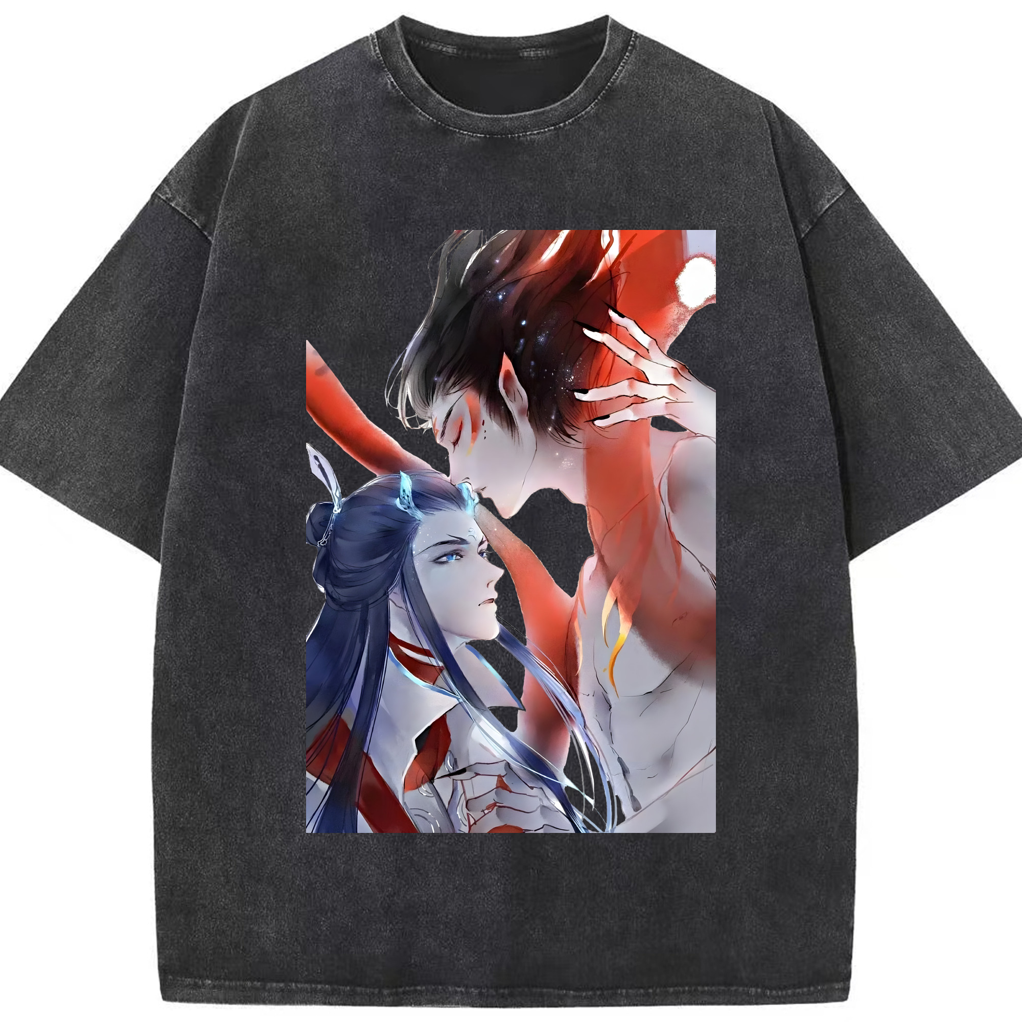 （画像用） Ne Zha 2 ナタ 魔童の大暴れ 綿100% ヴィンテージ風 半袖Tシャツ（フロントプリント）