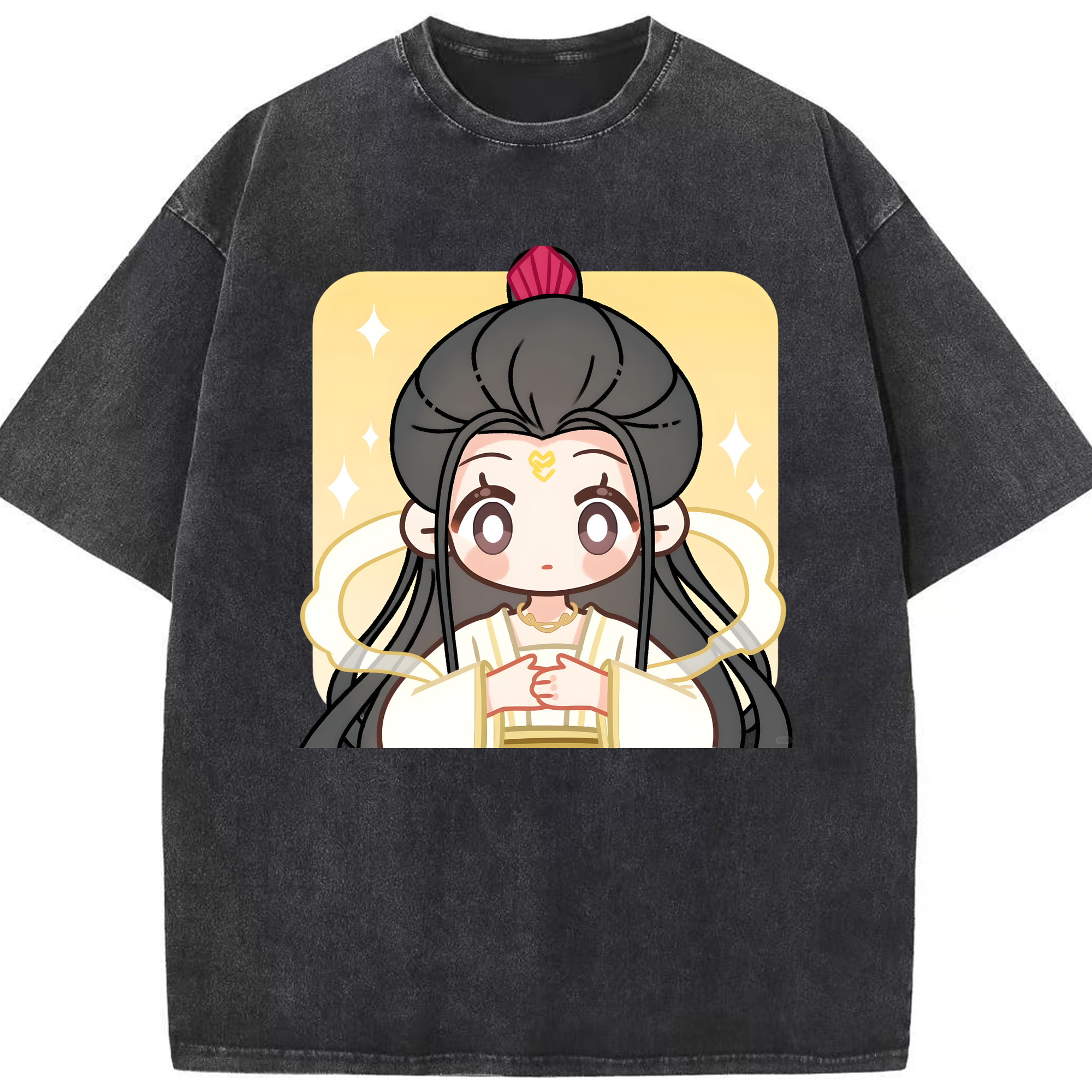 （画像用） Ne Zha 2 ナタ 魔童の大暴れ 綿100% ヴィンテージ風 半袖Tシャツ（フロントプリント）