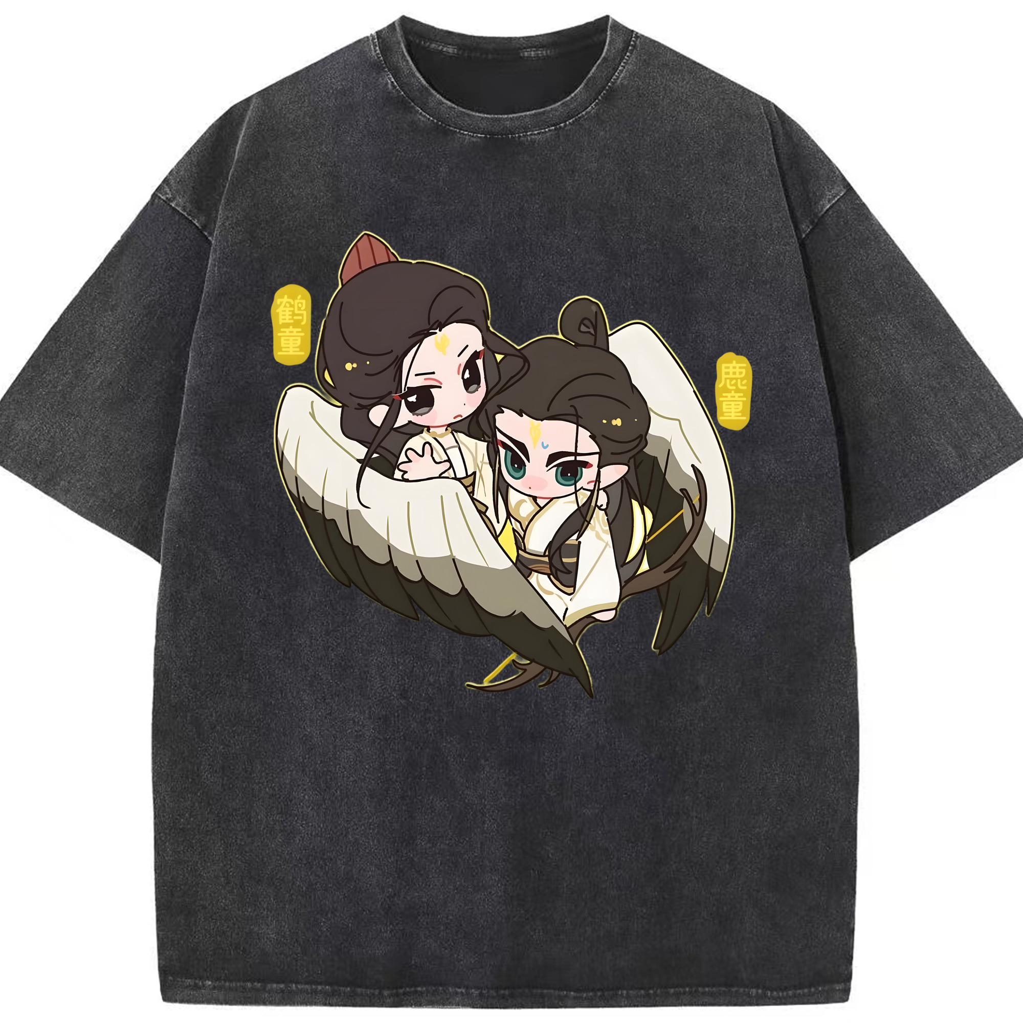 （画像用） Ne Zha 2 ナタ 魔童の大暴れ 綿100% ヴィンテージ風 半袖Tシャツ（フロントプリント）