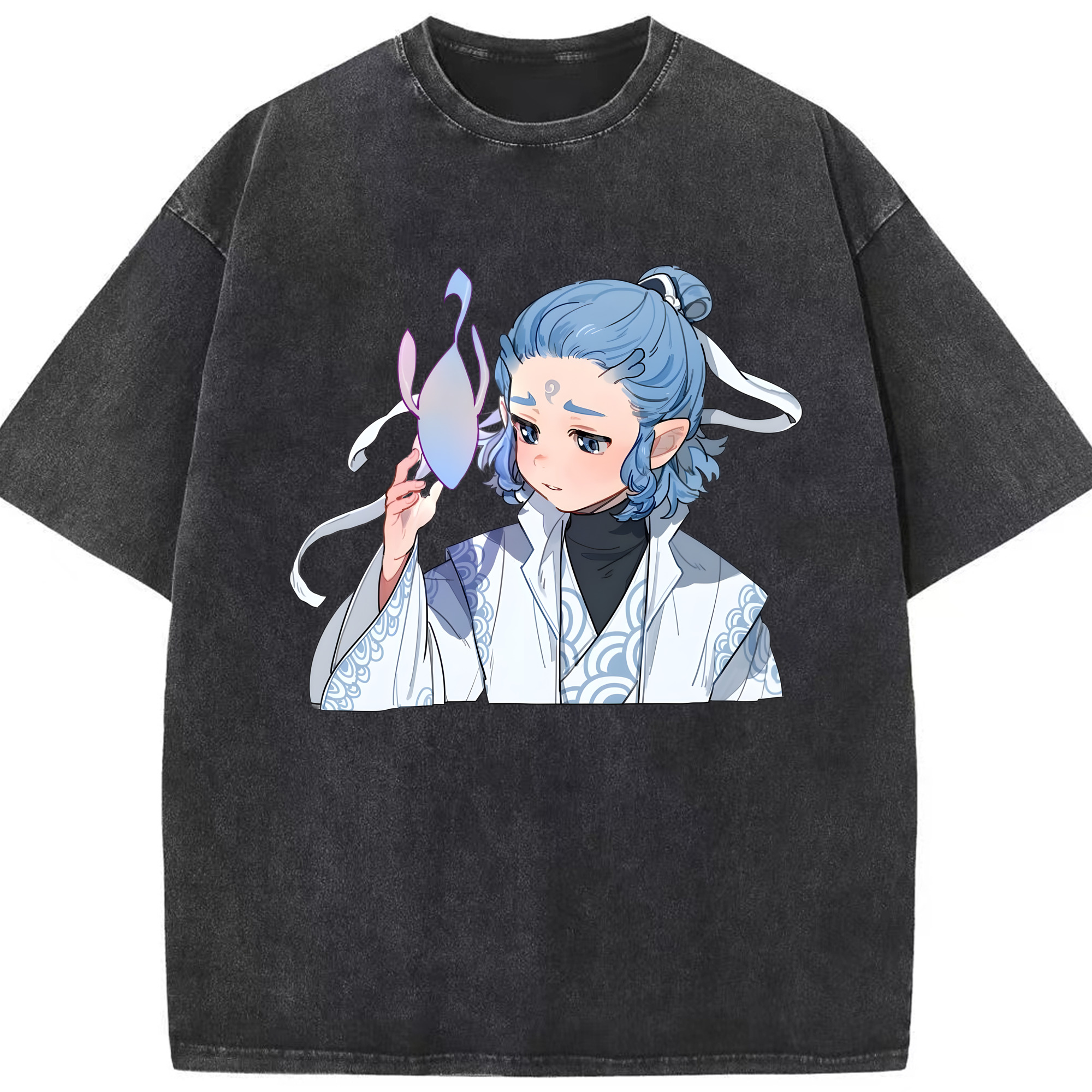 （画像用） Ne Zha 2 ナタ 魔童の大暴れ 綿100% ヴィンテージ風 半袖Tシャツ（フロントプリント）