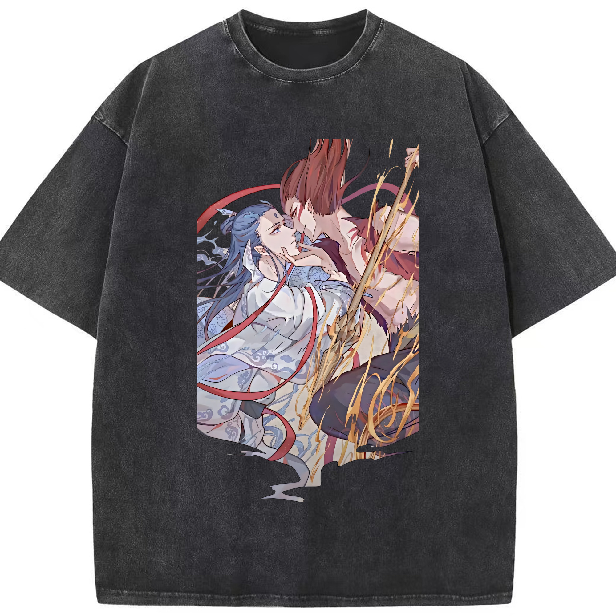 （画像用） Ne Zha 2 ナタ 魔童の大暴れ 綿100% ヴィンテージ風 半袖Tシャツ（フロントプリント）