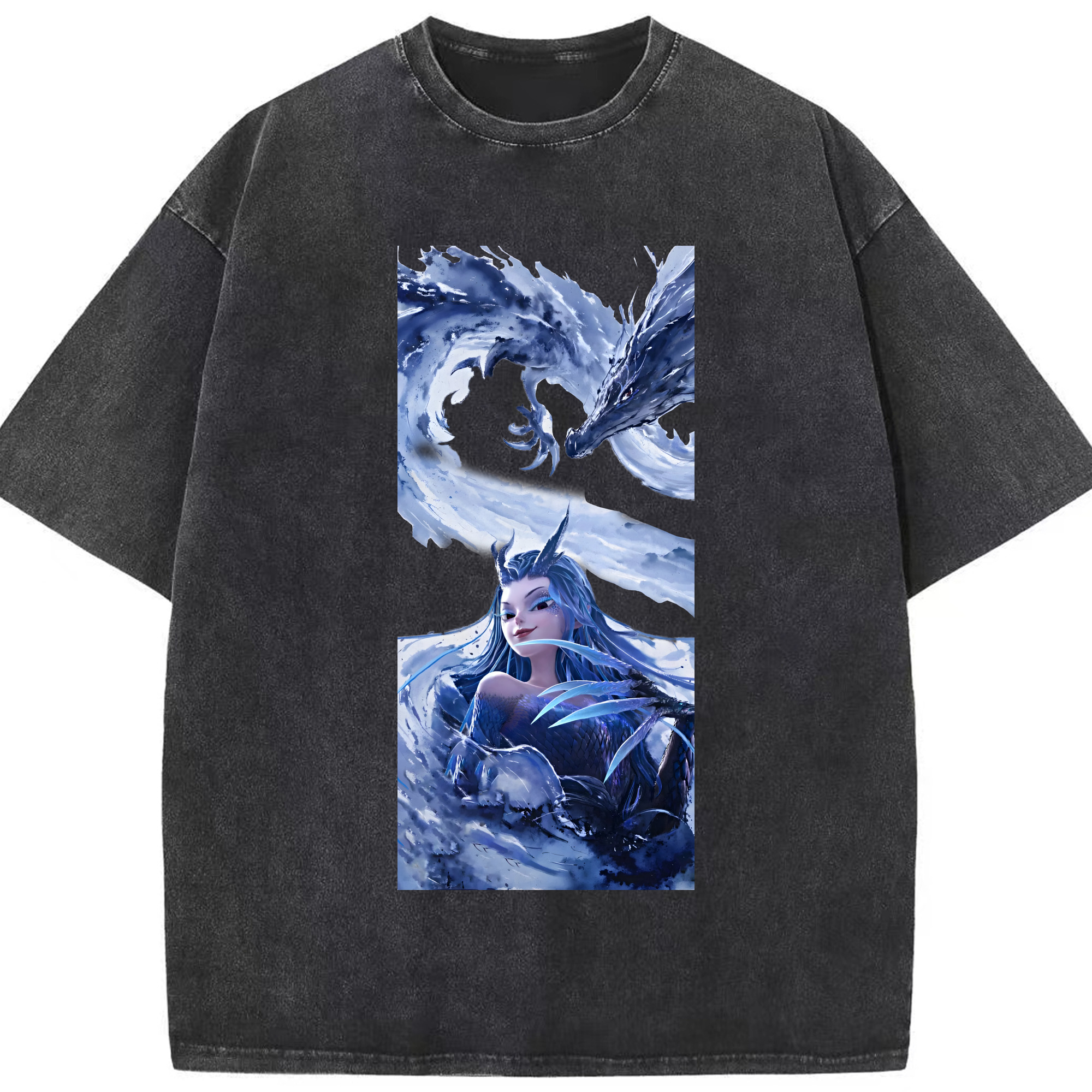 （画像用） Ne Zha 2 ナタ 魔童の大暴れ 綿100% ヴィンテージ風 半袖Tシャツ（フロントプリント）