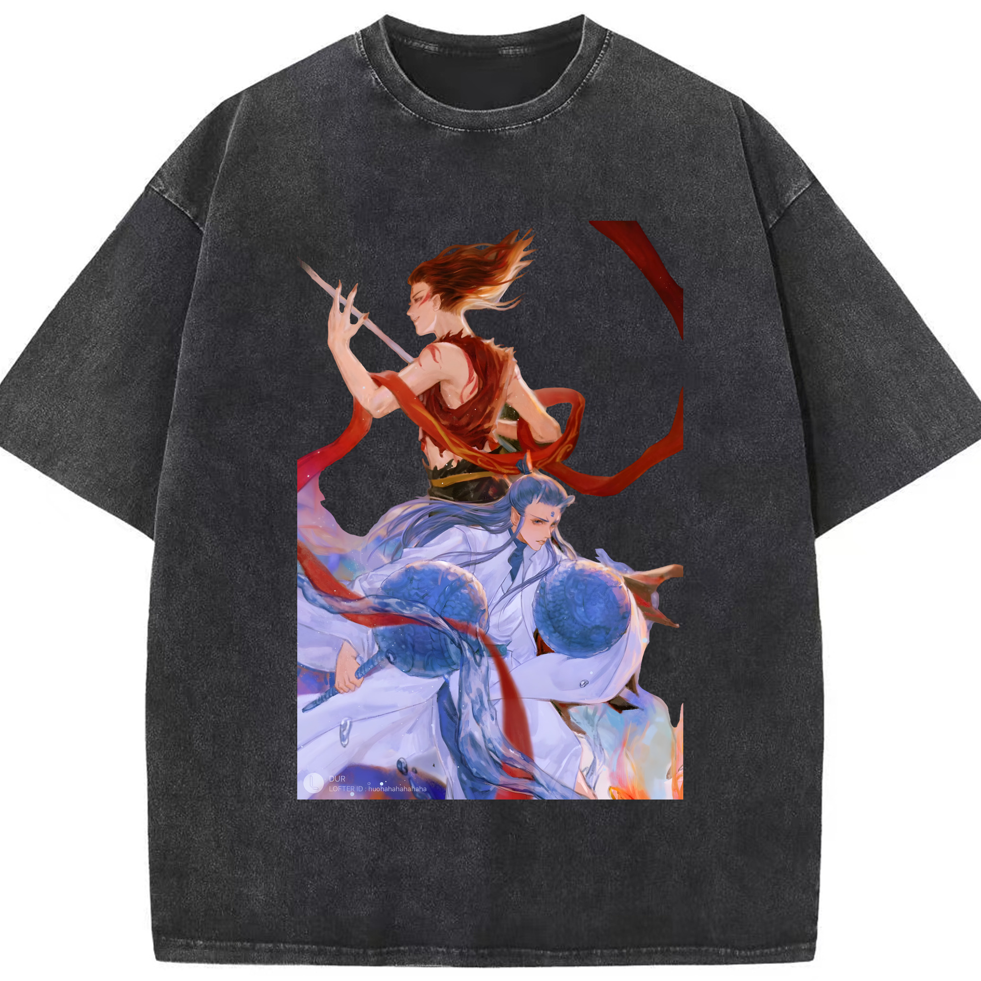 （画像用） Ne Zha 2 ナタ 魔童の大暴れ 綿100% ヴィンテージ風 半袖Tシャツ（フロントプリント）