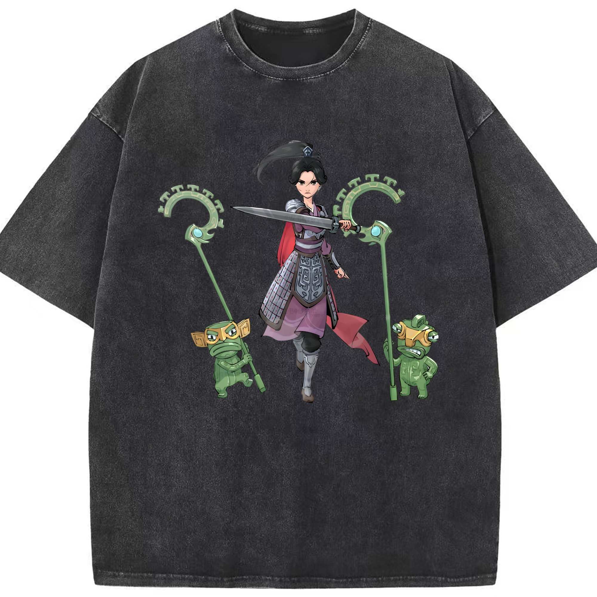 （画像用） Ne Zha 2 ナタ 魔童の大暴れ 綿100% ヴィンテージ風 半袖Tシャツ（フロントプリント）