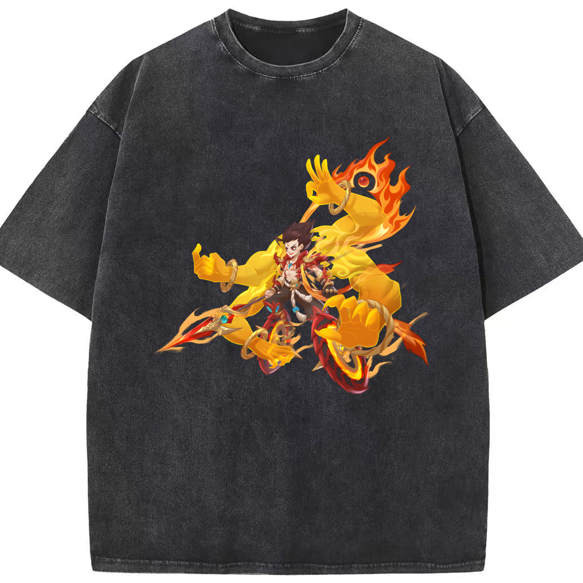 （画像用） Ne Zha 2 ナタ 魔童の大暴れ 綿100% ヴィンテージ風 半袖Tシャツ（フロントプリント）