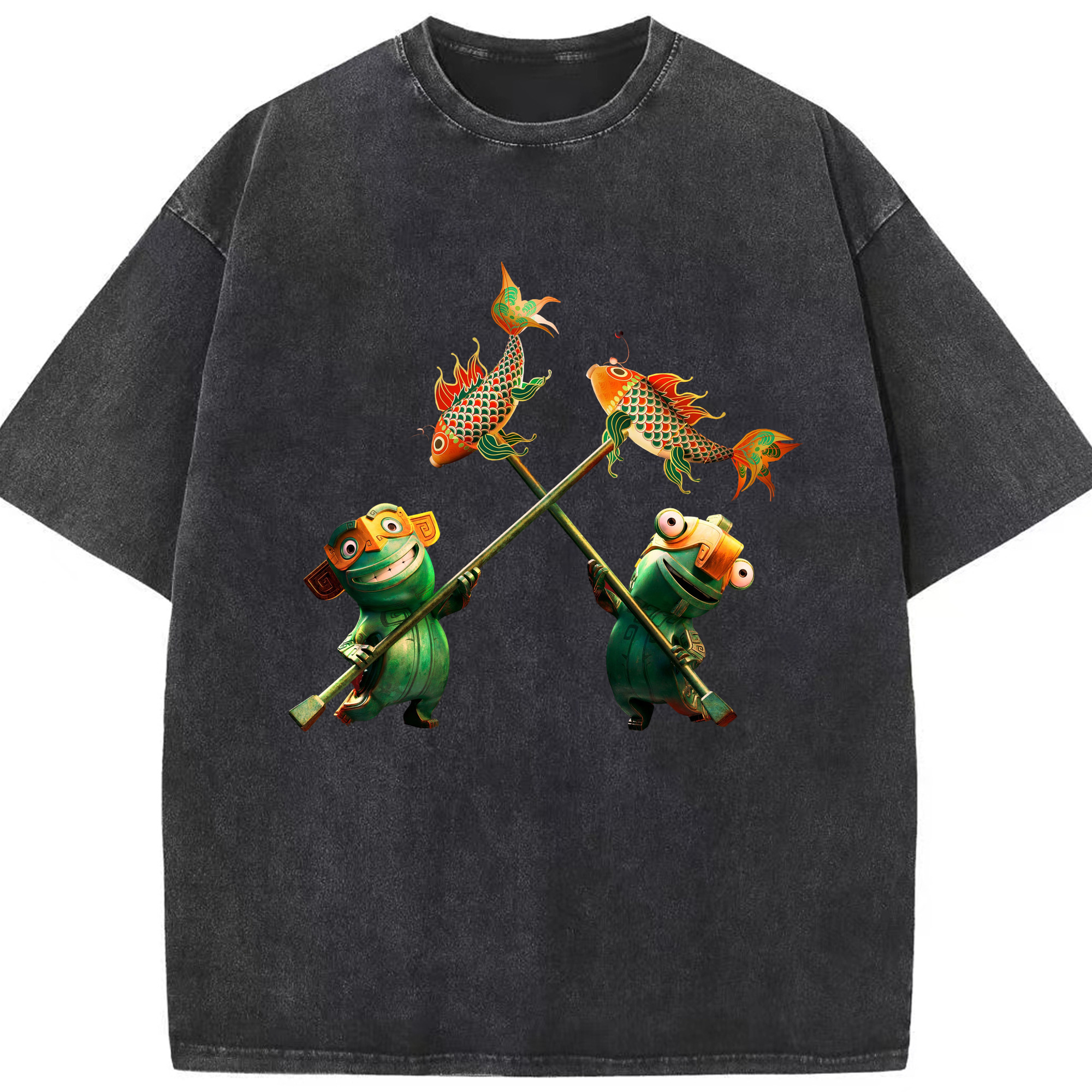 （画像用） Ne Zha 2 ナタ 魔童の大暴れ 綿100% ヴィンテージ風 半袖Tシャツ（フロントプリント）